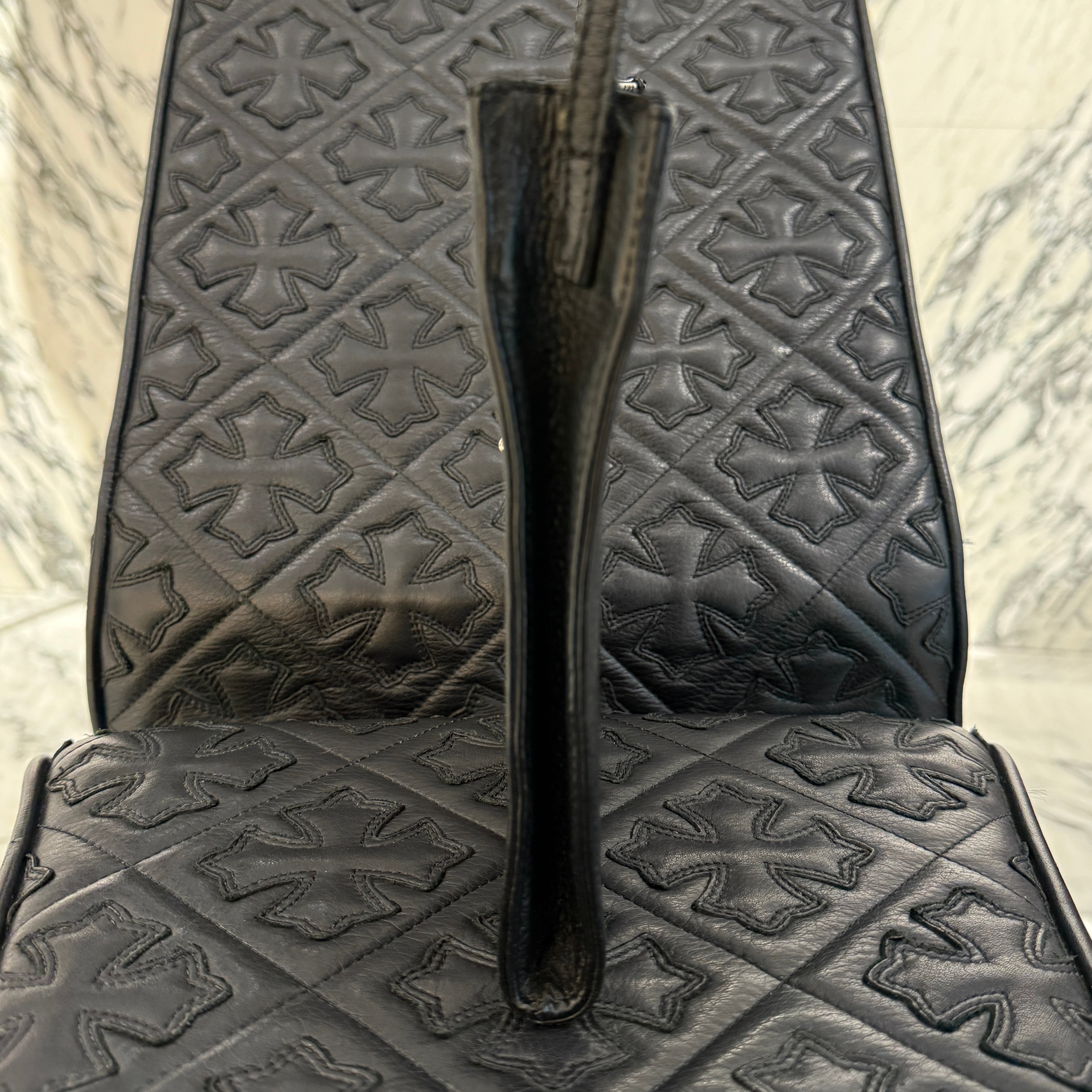 CHROME HEARTS CH Silver Cross Square Pocket Leather Shoulder Bag クロムハーツ CH シルバークロス スクエアポケット レザーショルダーバッグ