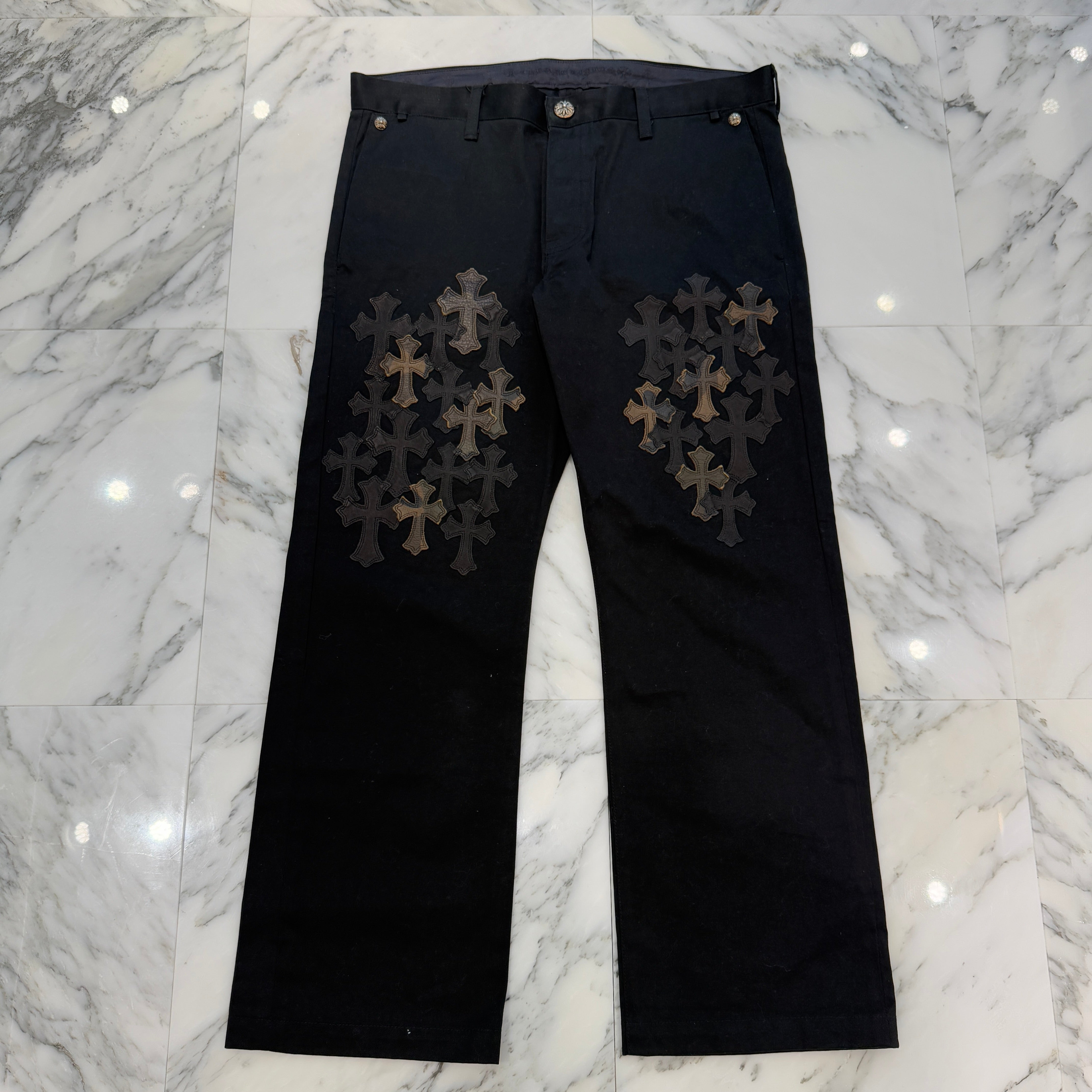CHROME HEARTS Cemetery Cross Patch Denim Pants Size38 クロムハーツ セメタリー クロスパッチ デニムジーンズ ブラック サイズ38