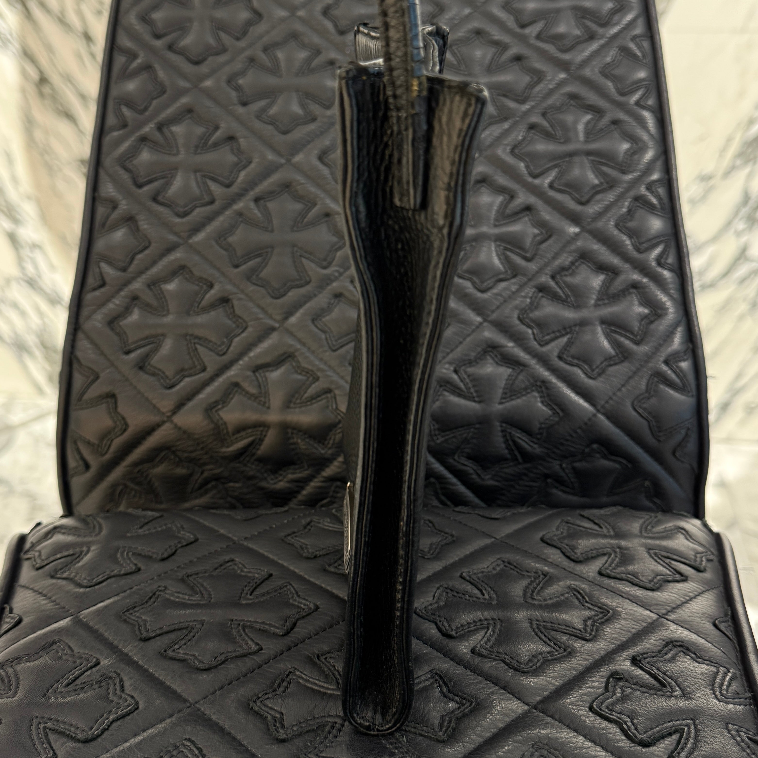 CHROME HEARTS CH Silver Cross Square Pocket Leather Shoulder Bag クロムハーツ CH シルバークロス スクエアポケット レザーショルダーバッグ