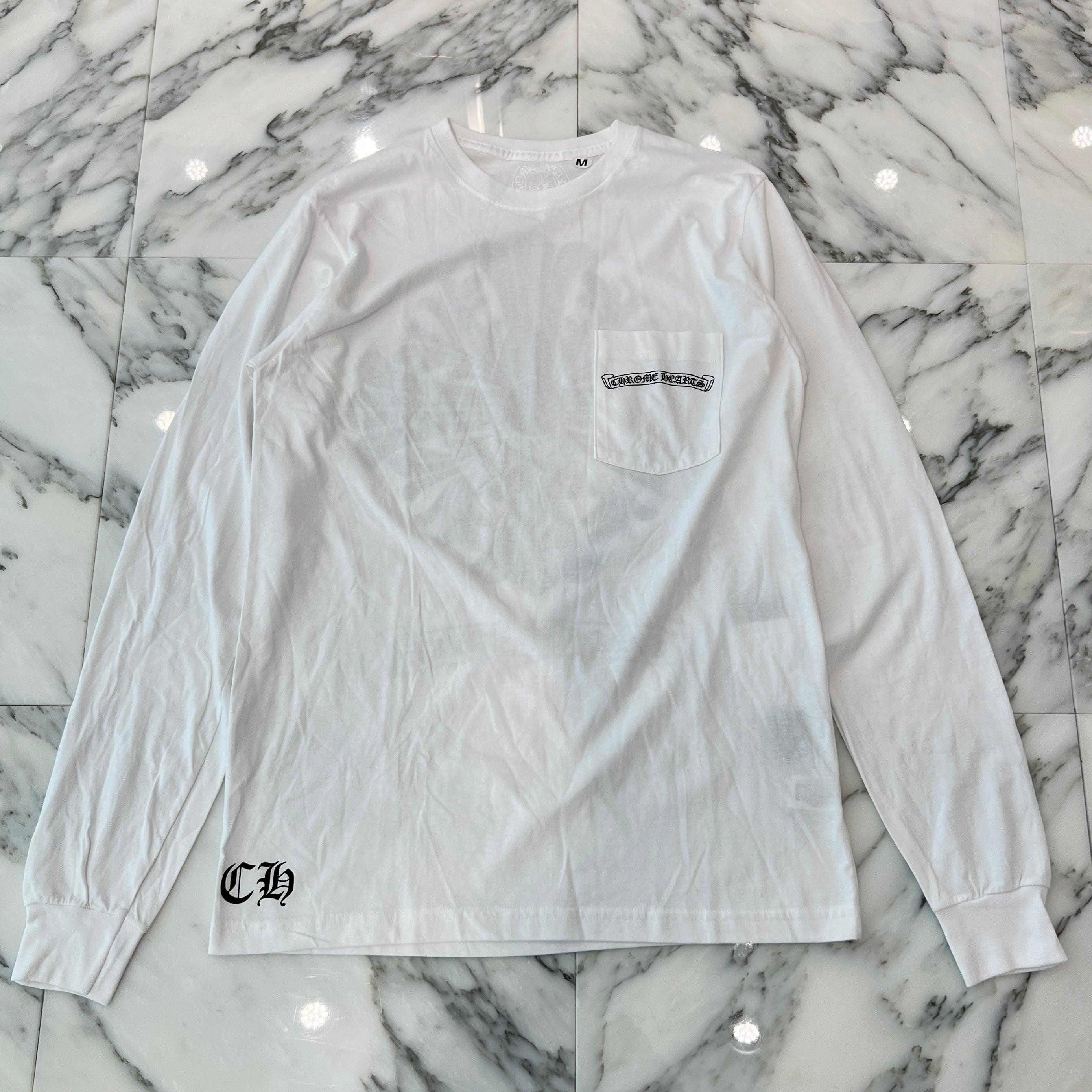 CHROME HEARTS Back Scroll CH Plus Cross Long Sleeve Tee Size M クロムハーツ バックスクロール CHプラスクロス ロングスリーブTシャツ サイズM