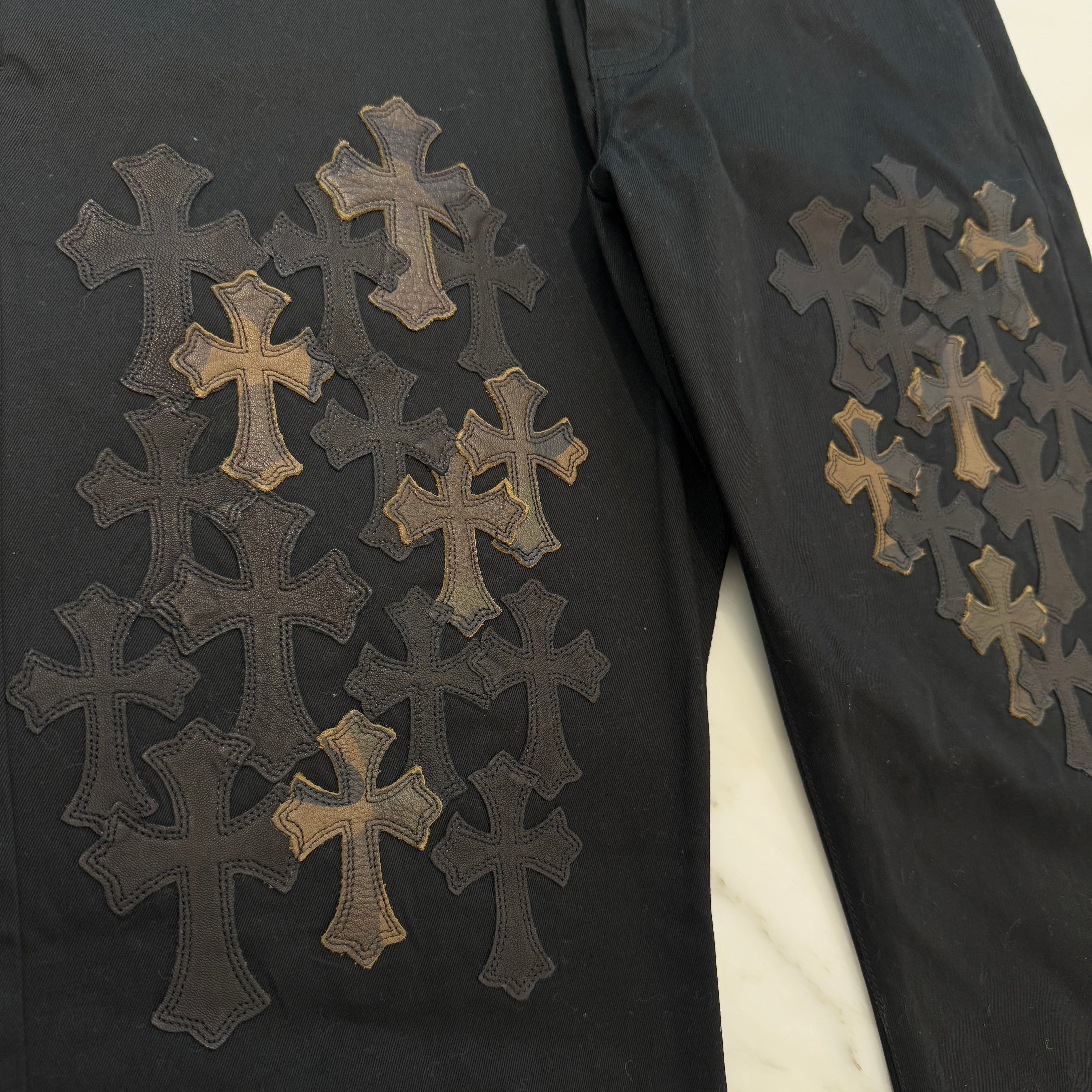CHROME HEARTS Cemetery Cross Patch Denim Pants Size38 クロムハーツ セメタリー クロスパッチ デニムジーンズ ブラック サイズ38