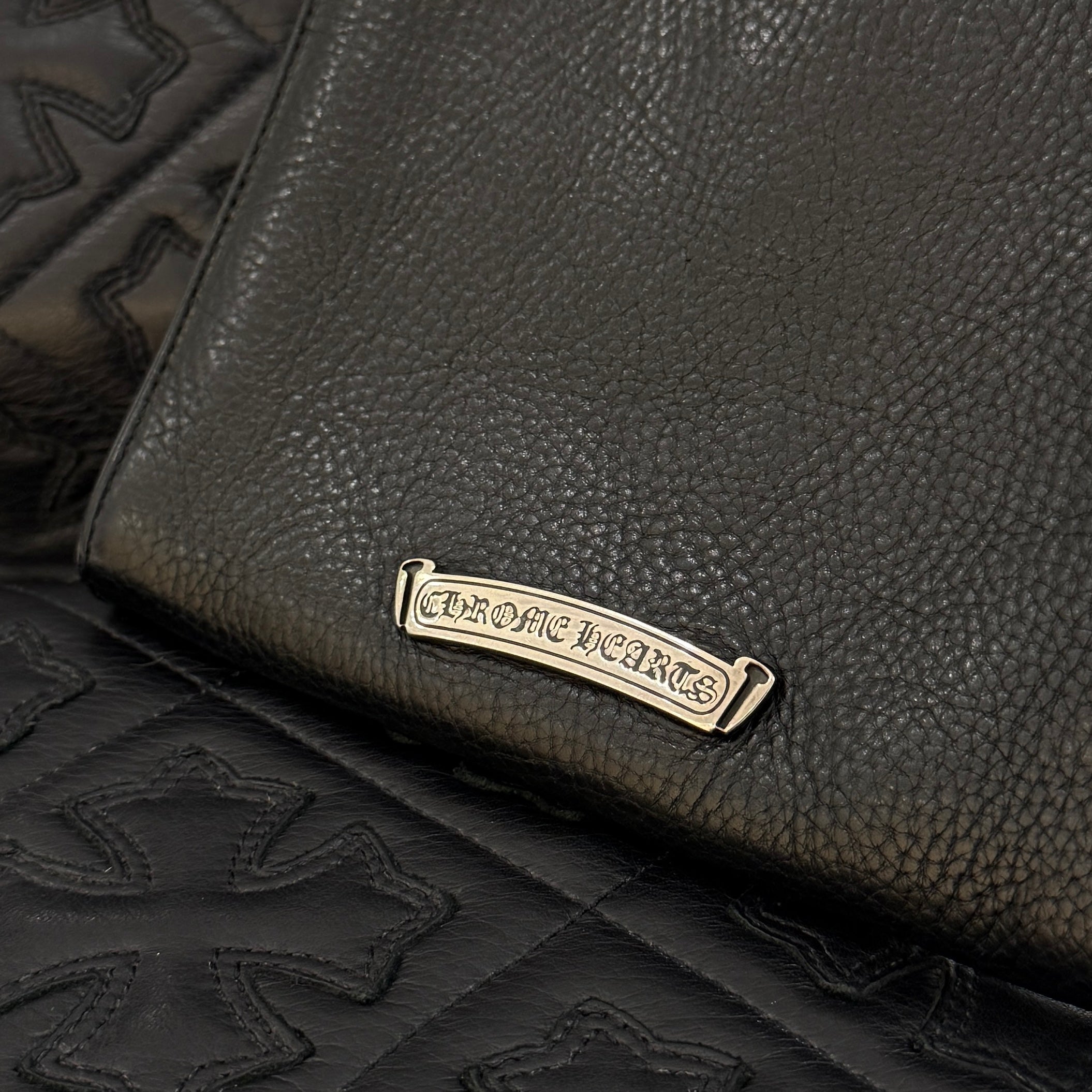 CHROME HEARTS CH Silver Cross Square Pocket Leather Shoulder Bag クロムハーツ CH シルバークロス スクエアポケット レザーショルダーバッグ