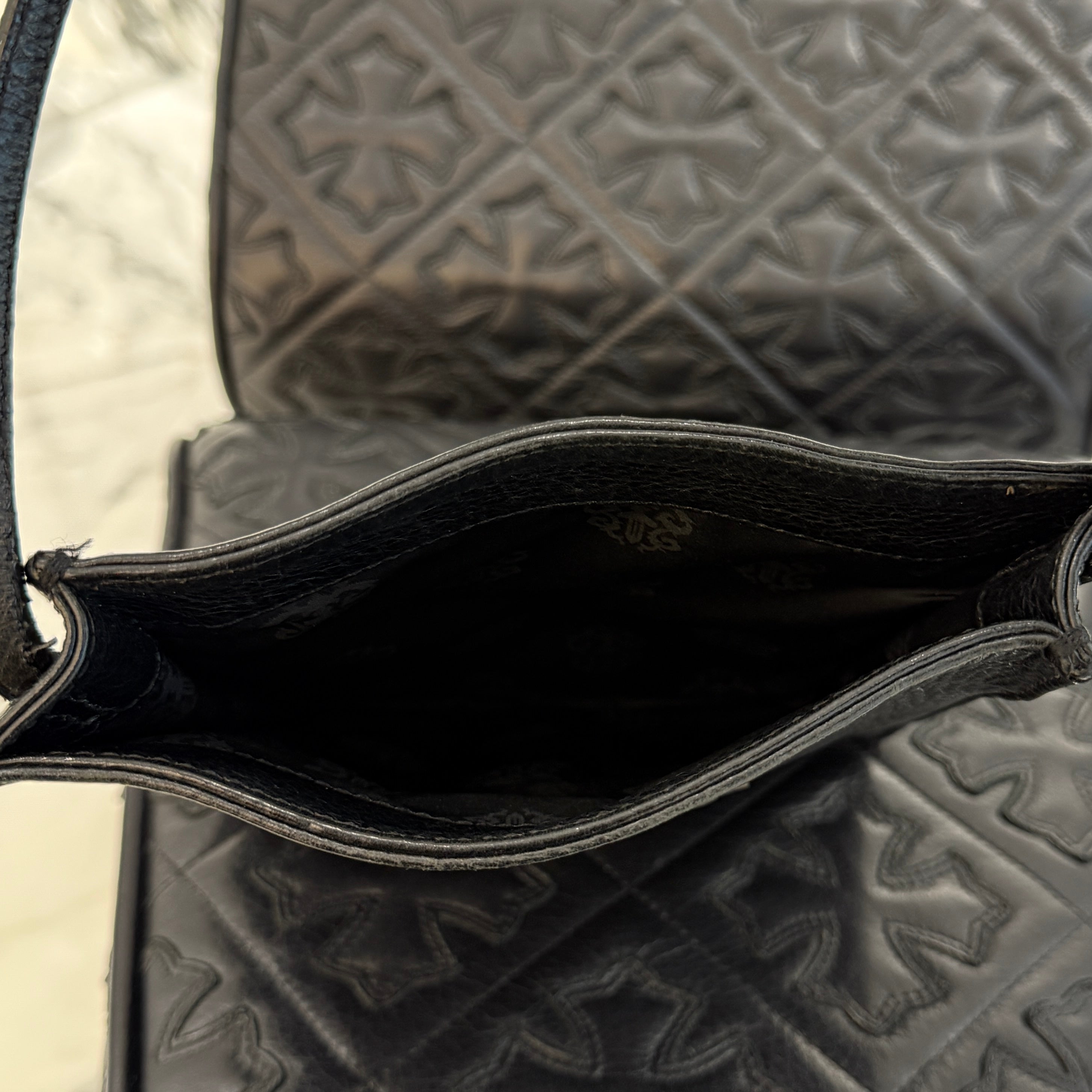 CHROME HEARTS CH Silver Cross Square Pocket Leather Shoulder Bag クロムハーツ CH シルバークロス スクエアポケット レザーショルダーバッグ