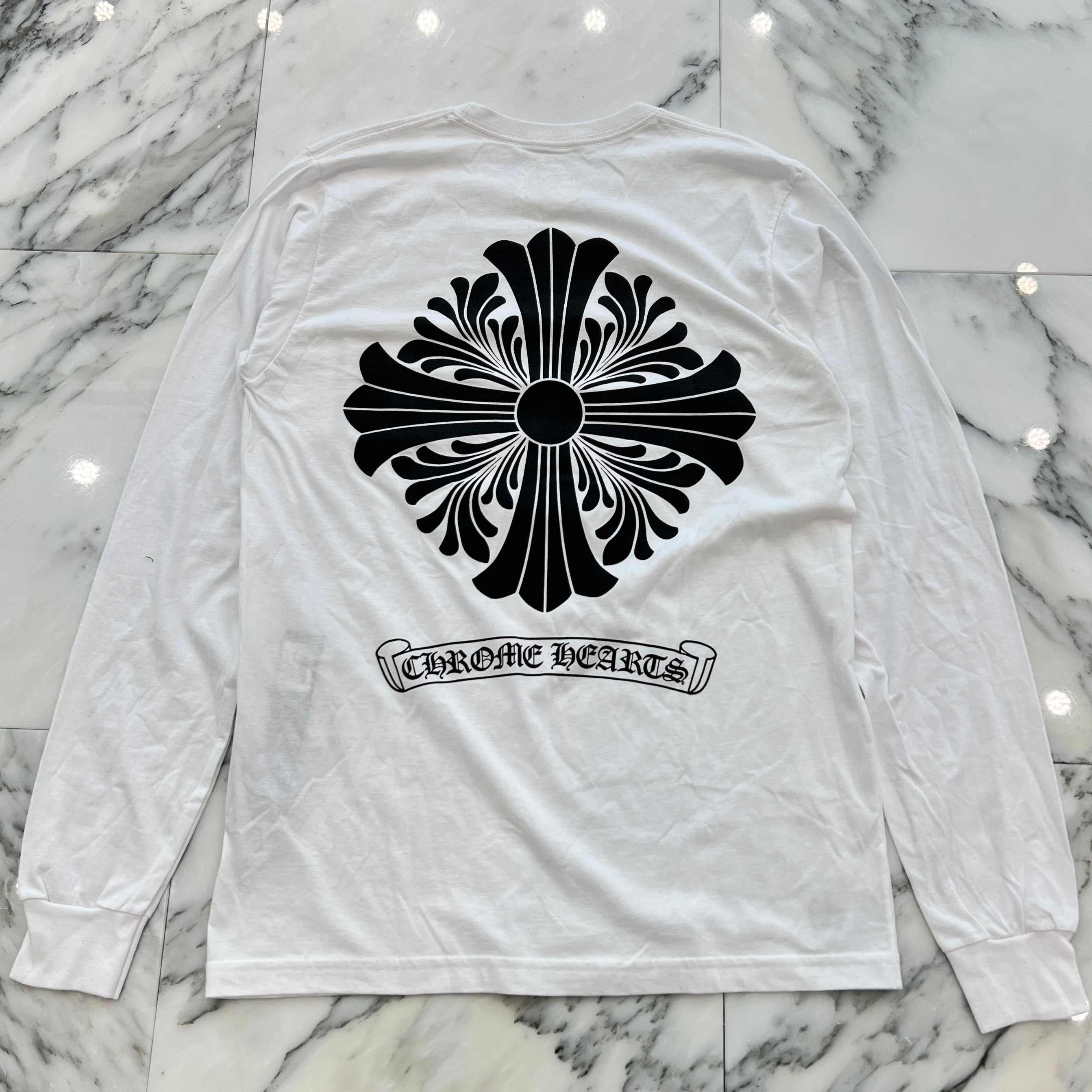 CHROME HEARTS Back Scroll CH Plus Cross Long Sleeve Tee Size M クロムハーツ バックスクロール CHプラスクロス ロングスリーブTシャツ サイズM