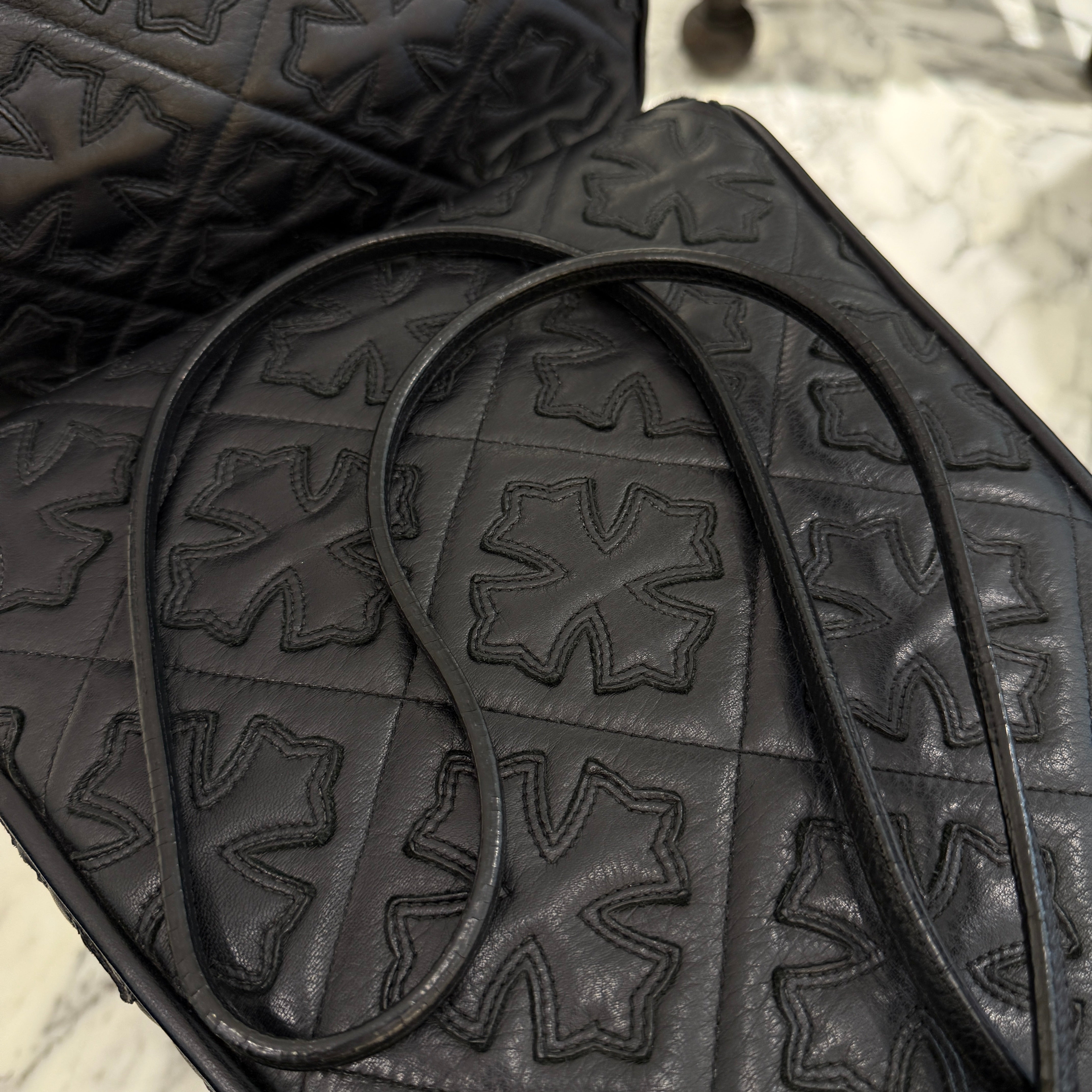 CHROME HEARTS CH Silver Cross Square Pocket Leather Shoulder Bag クロムハーツ CH シルバークロス スクエアポケット レザーショルダーバッグ