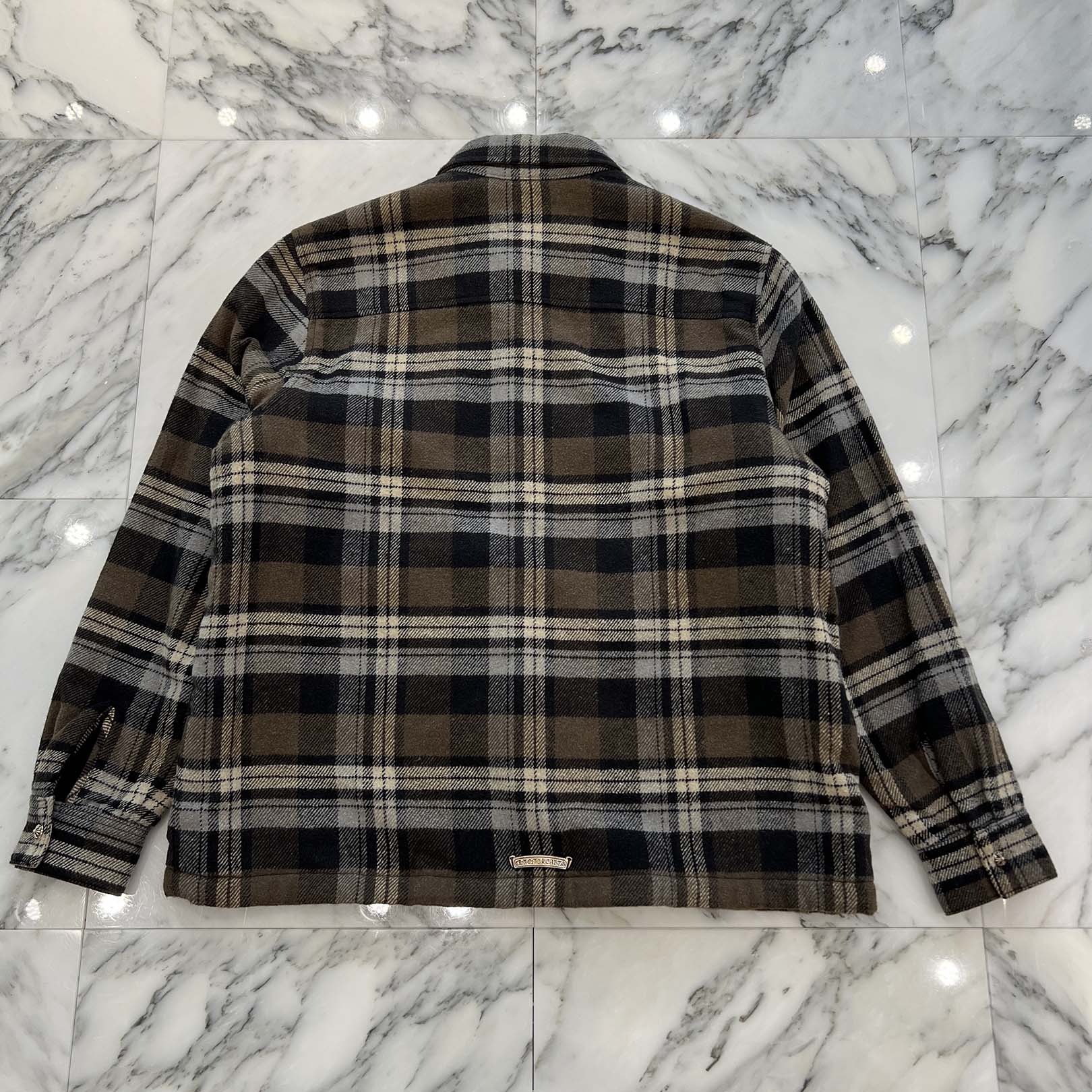 CHROME HEARTS Y NOT Fleece Boa Check Shirt Jacket Size L クロムハーツ ワイノット フリース 裏地ボア チェックシャツ ジャケット サイズL