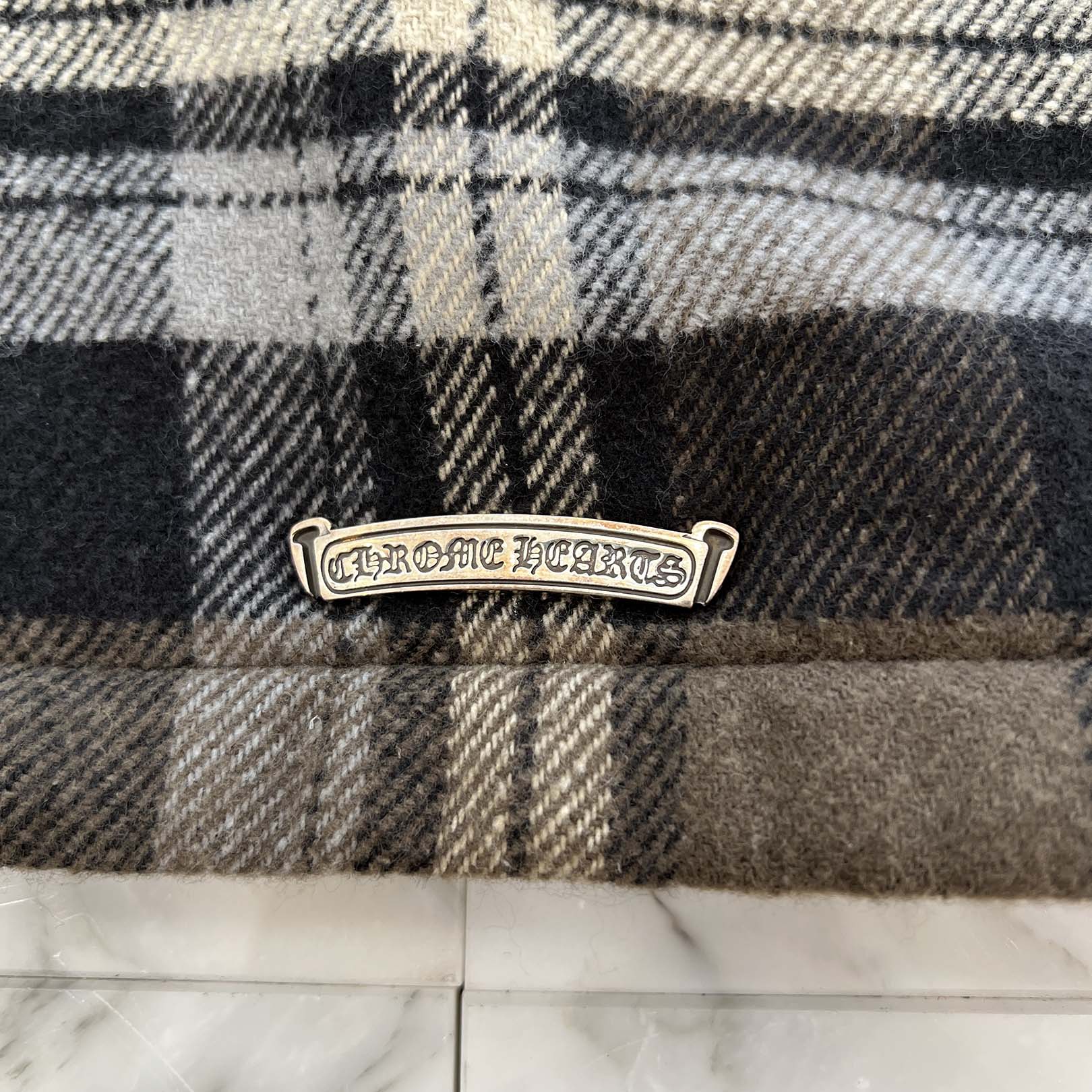 CHROME HEARTS Y NOT Fleece Boa Check Shirt Jacket Size L クロムハーツ ワイノット フリース 裏地ボア チェックシャツ ジャケット サイズL