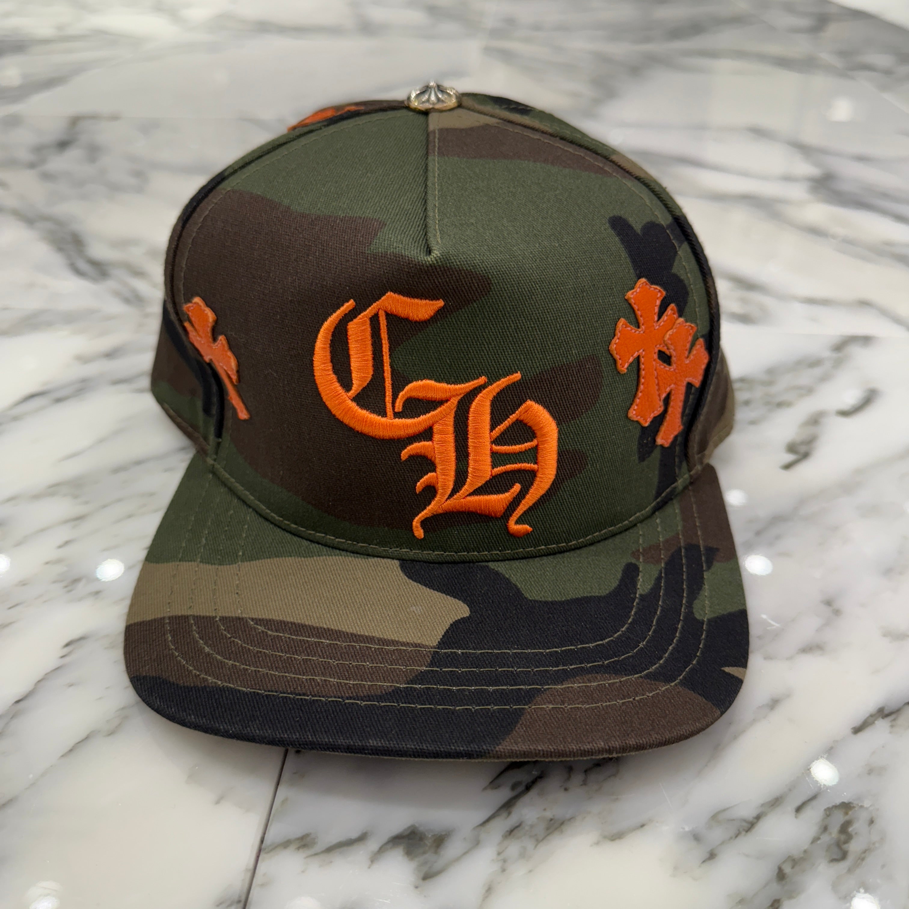 CHROME HEARTS Cemetery Cross Patch Camo Trucker Cap Size ONE