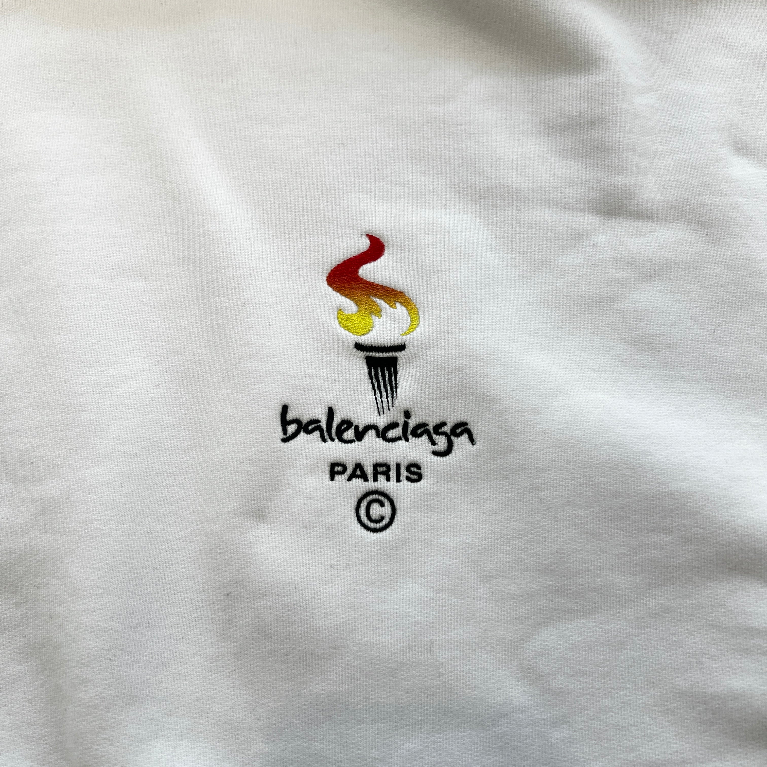BALENCIAGA 2020AW Torch Flame Logo Embroidery Pullover Hoodie 620973TIV45 Size XXS バレンシアガ トーチフレイム ロゴ刺繍 プルオーバーフーディ サイズXXS