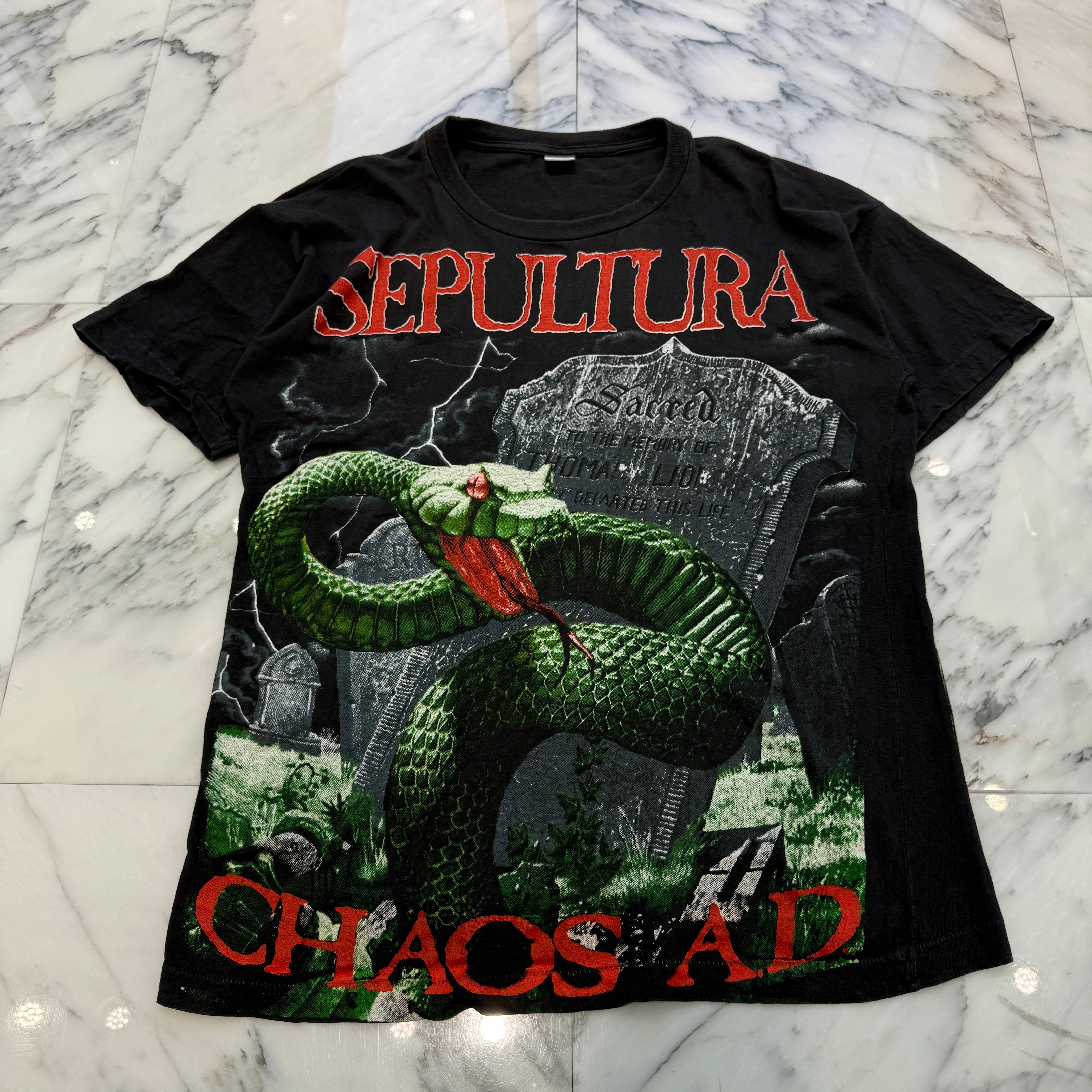 Vintage 90's Sepultura "Chaos AD" Snake Grave S/S Tee Size L 90's セパルトゥラ "チャオス AD" スネークグレーブ Tシャツ サイズL