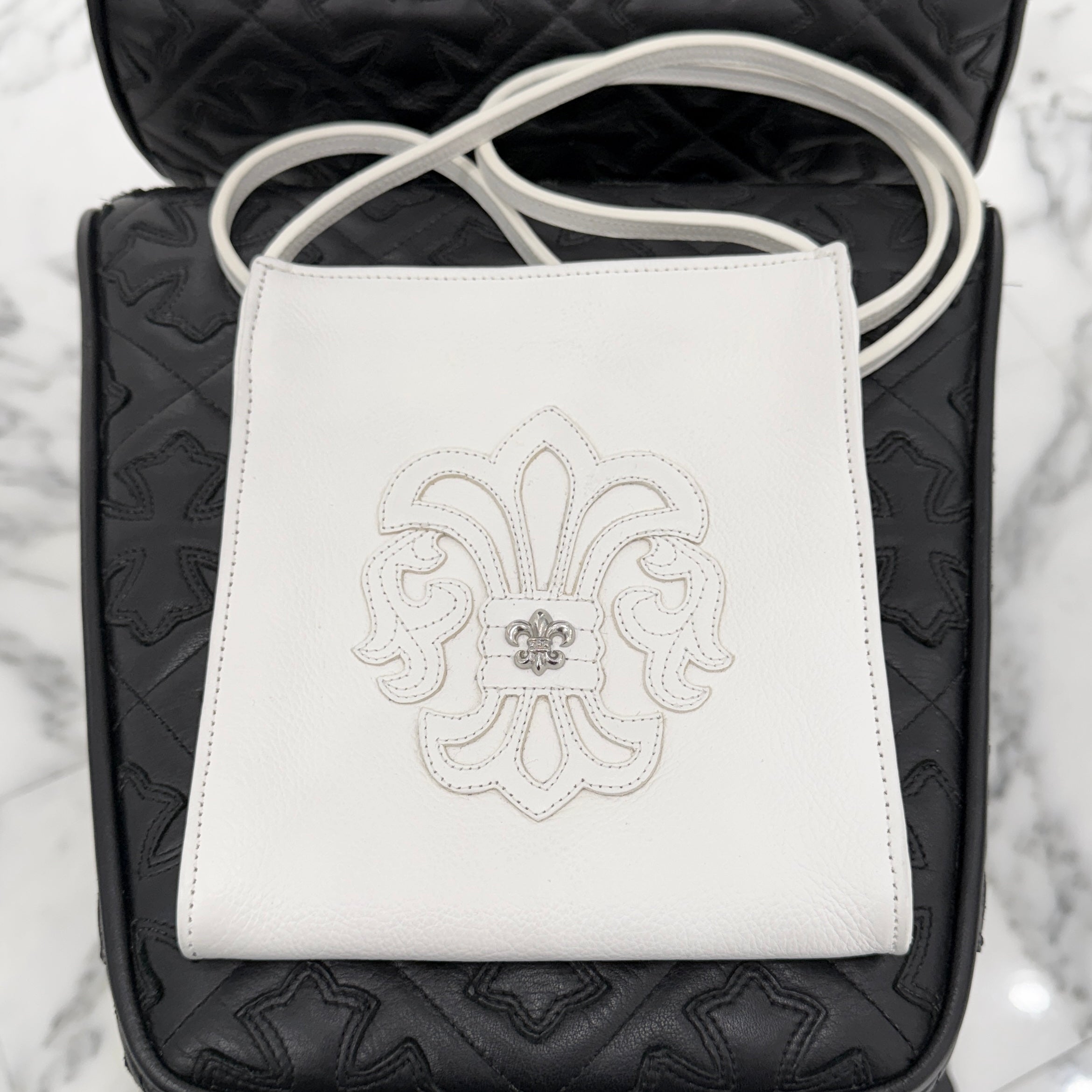 CHROME HEARTS BS Flare Square Pocket Leather Shoulder Bag クロムハーツ BSフレア スクエアポケット レザー ショルダーバッグ