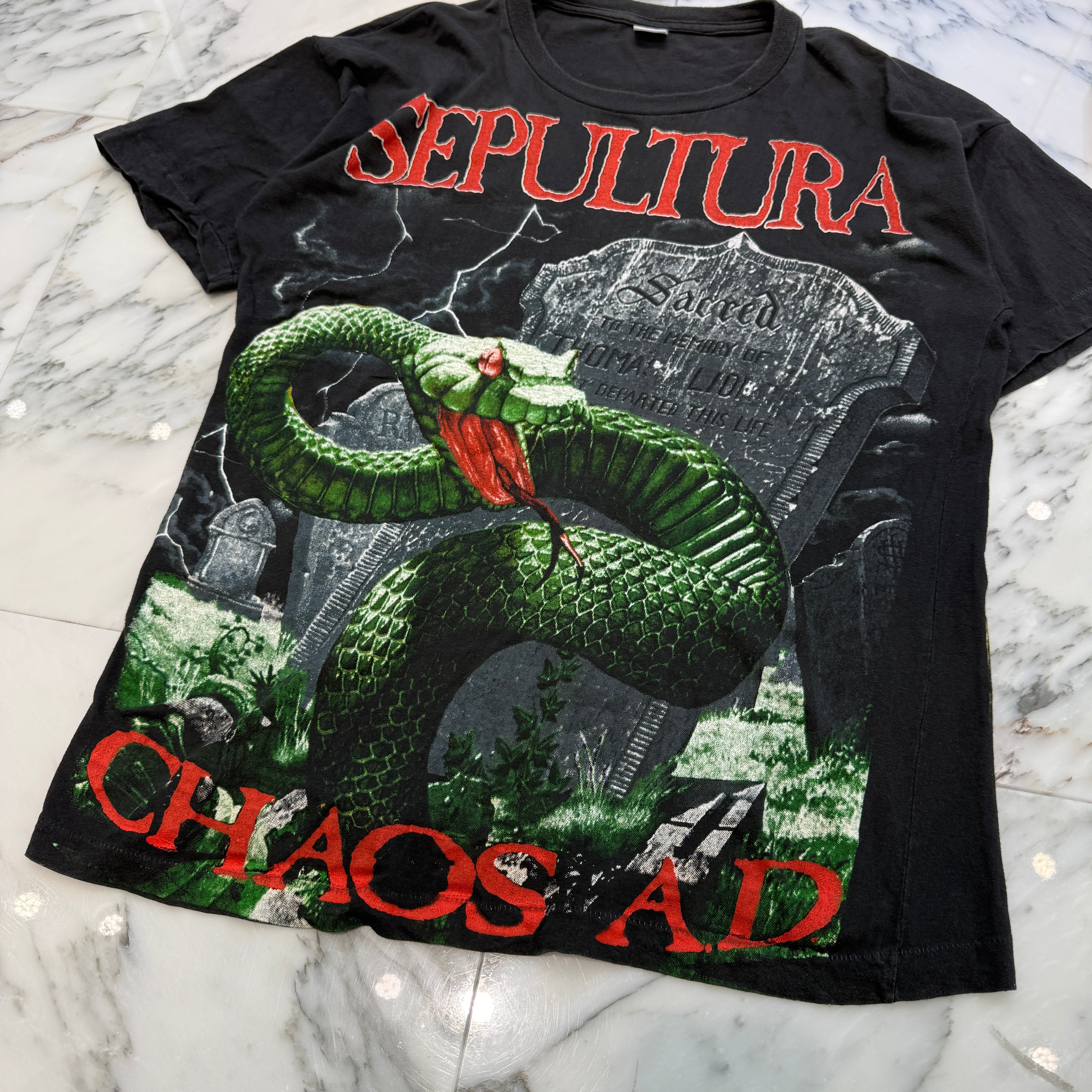 Vintage 90's Sepultura "Chaos AD" Snake Grave S/S Tee Size L 90's セパルトゥラ "チャオス AD" スネークグレーブ Tシャツ サイズL