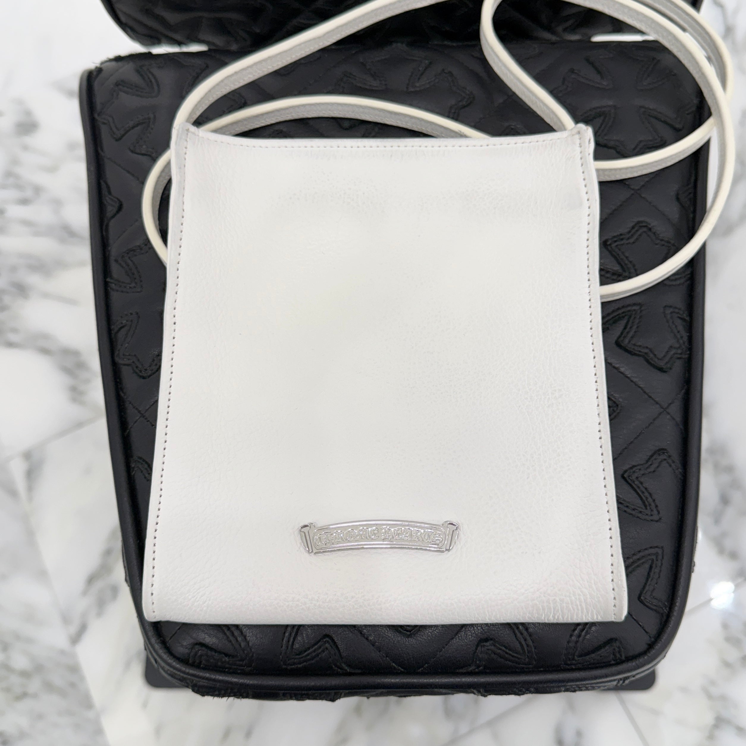 CHROME HEARTS BS Flare Square Pocket Leather Shoulder Bag クロムハーツ BSフレア スクエアポケット レザー ショルダーバッグ