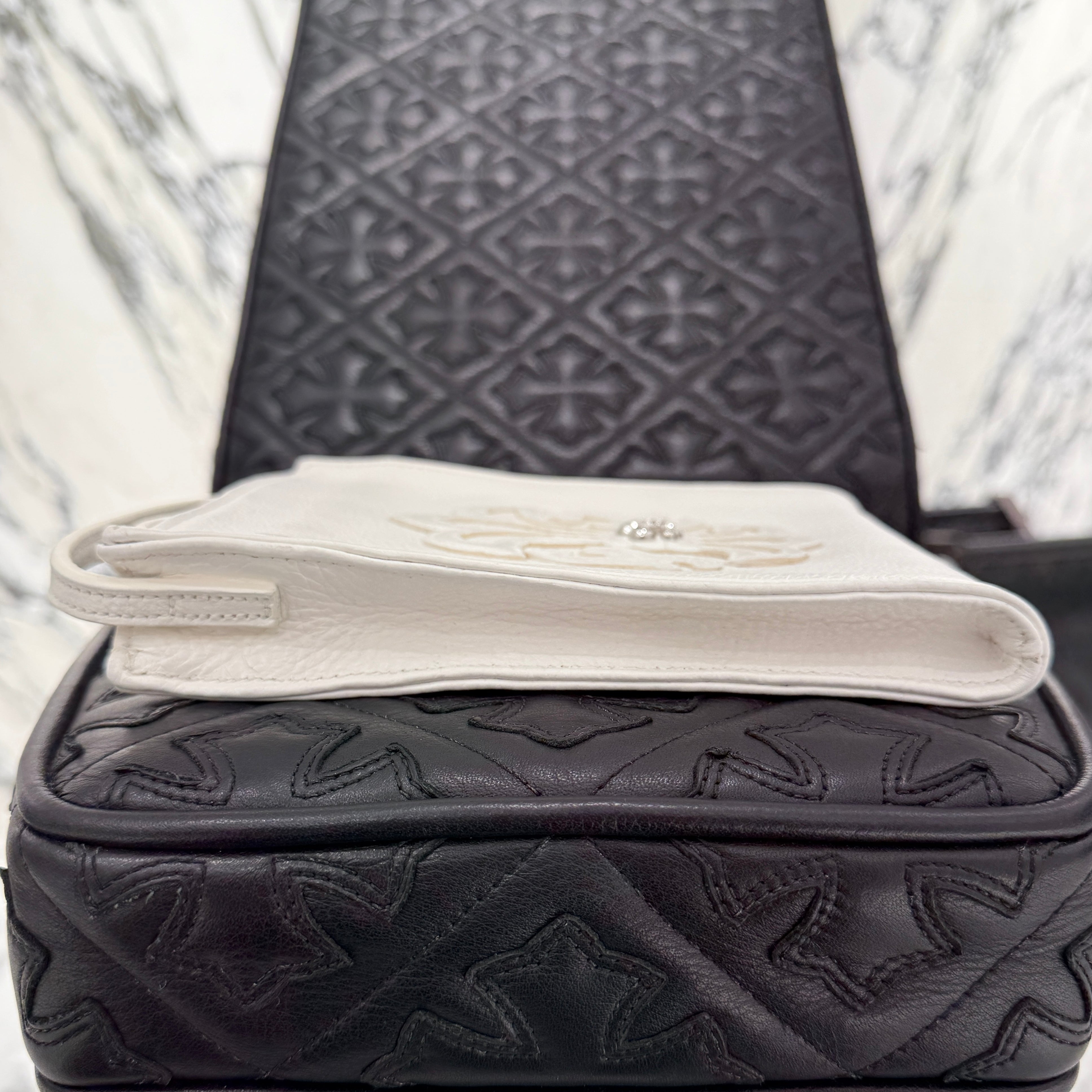 CHROME HEARTS BS Flare Square Pocket Leather Shoulder Bag クロムハーツ BSフレア スクエアポケット レザー ショルダーバッグ