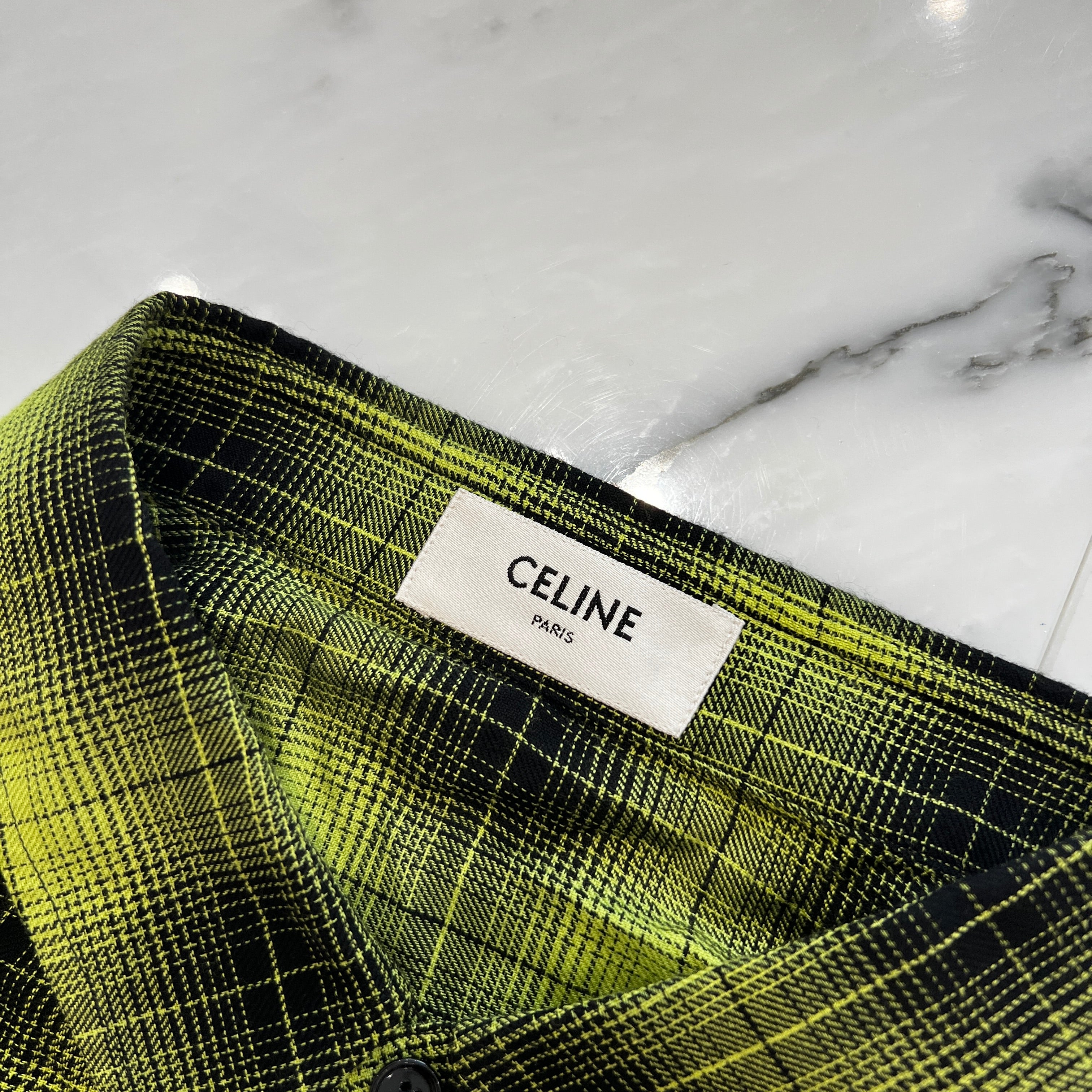 CELINE 2023SS Rayon Wool Check Shirt 2C486332S Size 41 セリーヌ レーヨン ウール チェックシャツ サイズ41