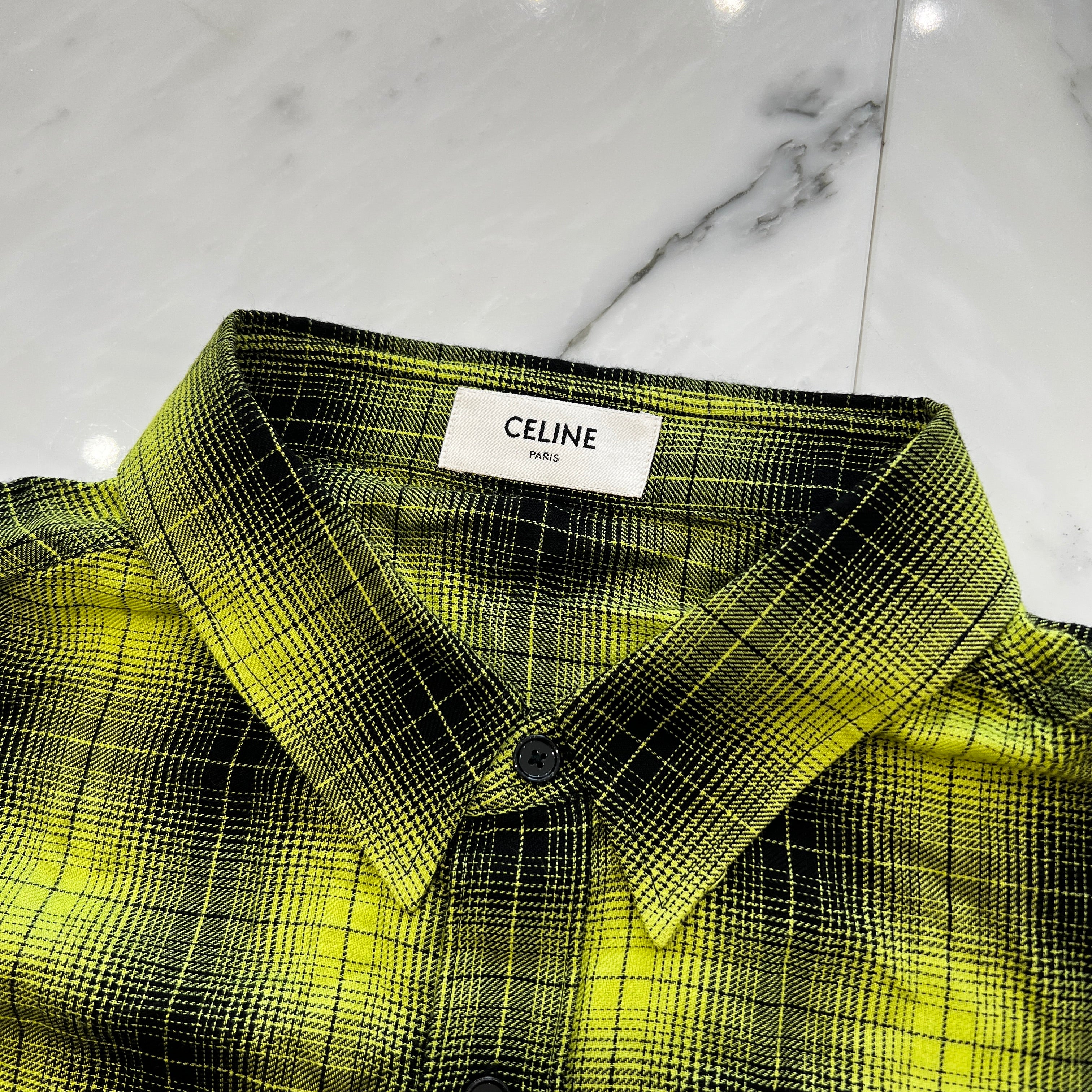 CELINE 2023SS Rayon Wool Check Shirt 2C486332S Size 41 セリーヌ レーヨン ウール チェックシャツ サイズ41