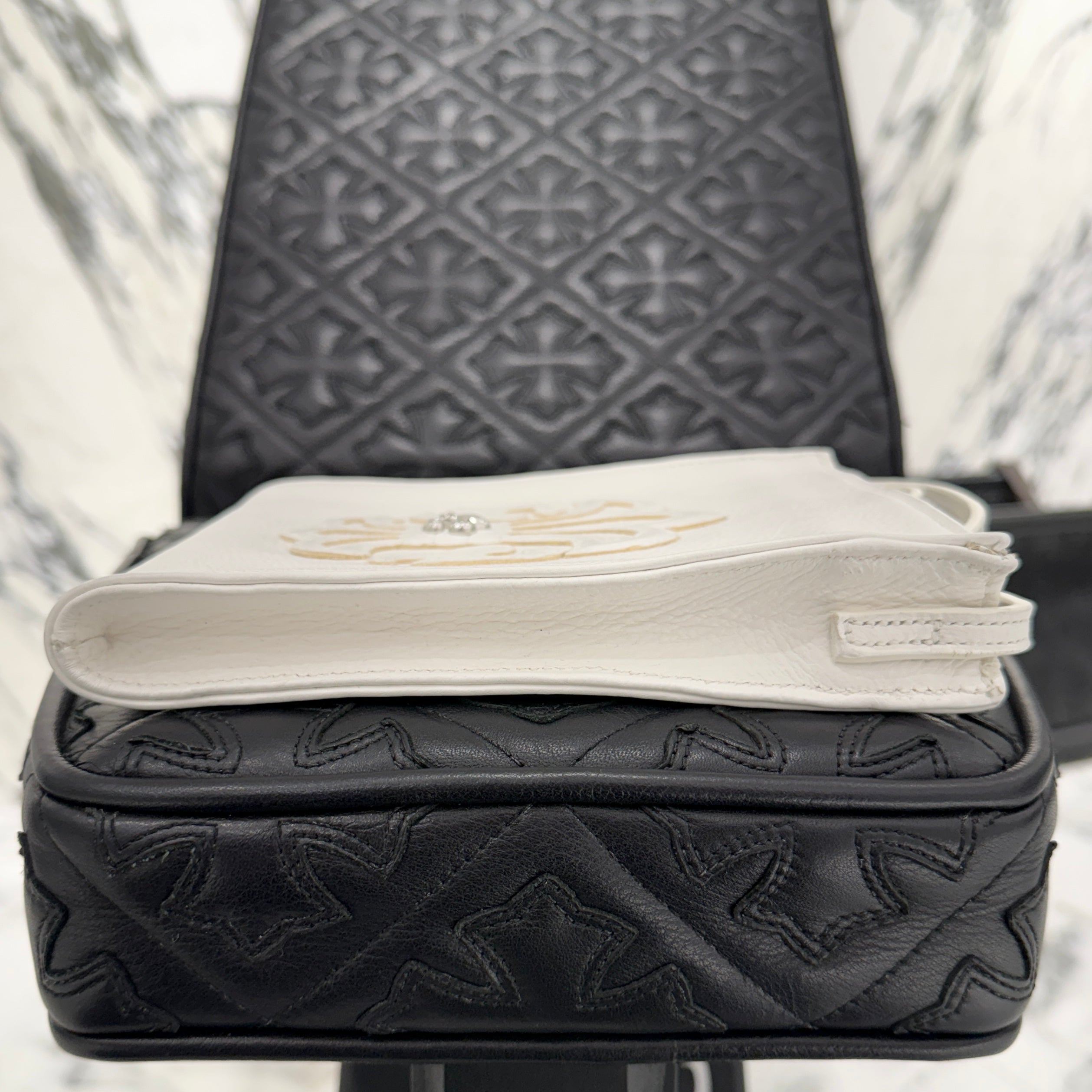 CHROME HEARTS BS Flare Square Pocket Leather Shoulder Bag クロムハーツ BSフレア スクエアポケット レザー ショルダーバッグ