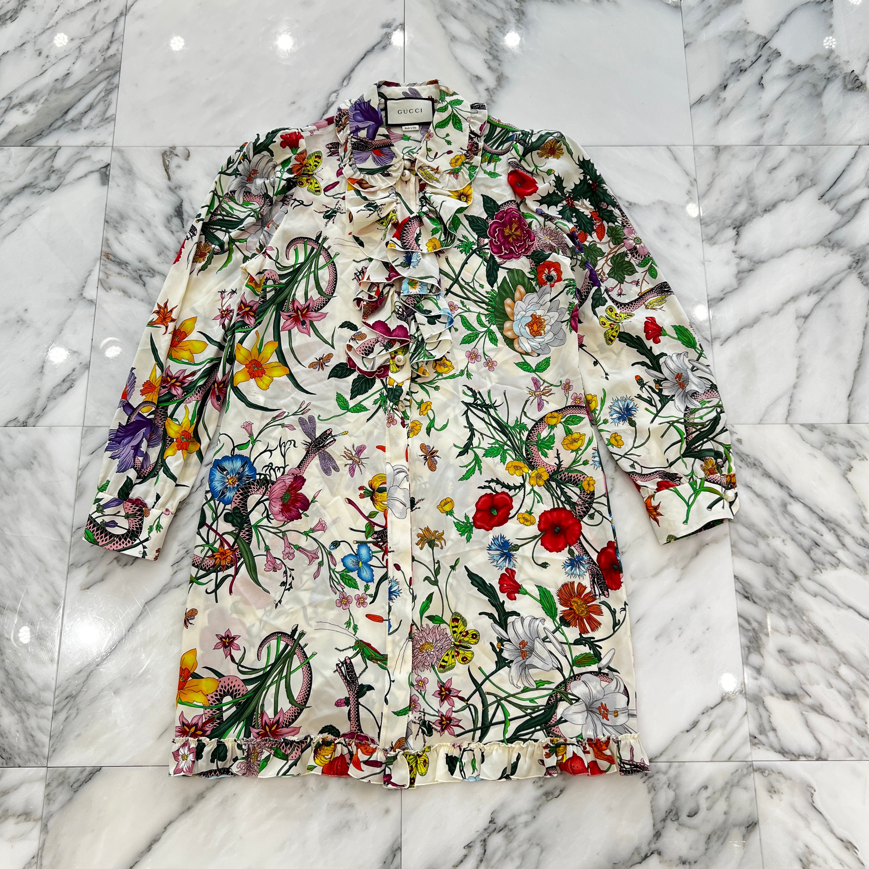 GUCCI 2017AW Snake Print Dress 476100 ZJP71 Size 42 グッチ スネークプリントドレス サイズ42