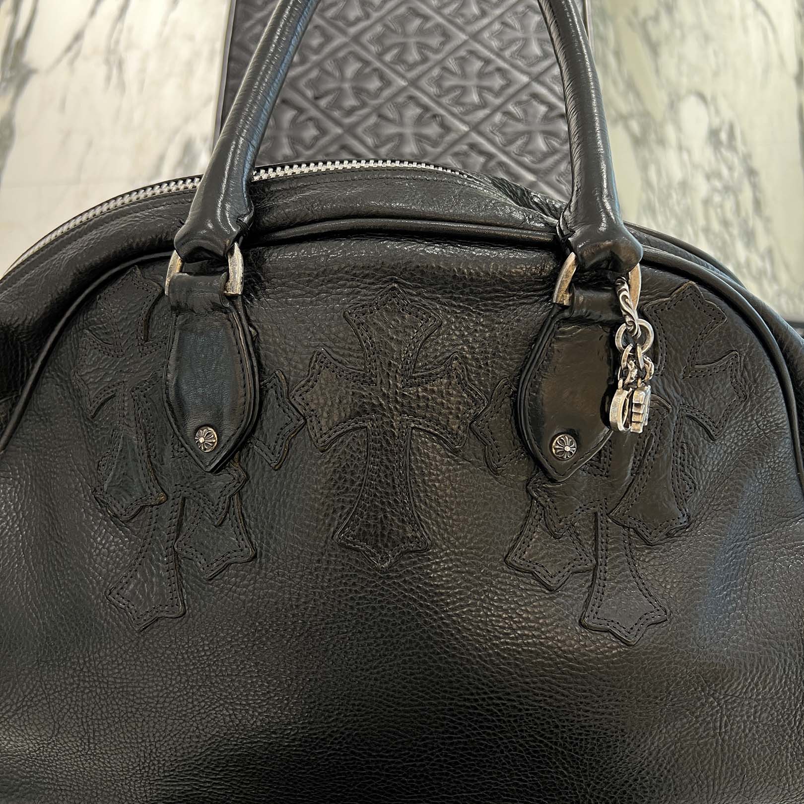 CHROME HEARTS Medium GYM Cemetery Cross Patch Hand Bag クロムハーツ ミディアム ジム セメタリークロスパッチ ハンドバッグ