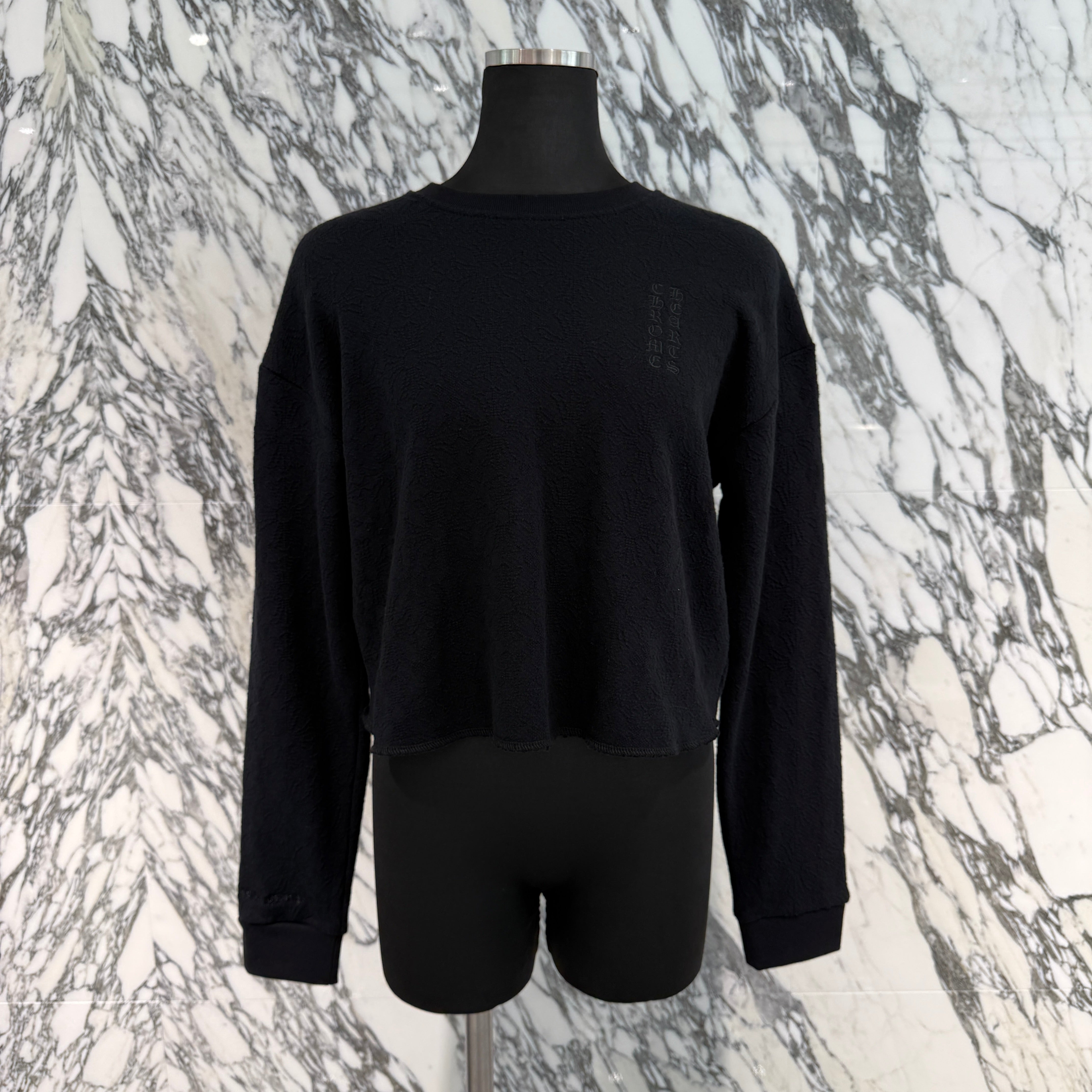 CHROME HEARTS Y NOT Vertical Logo Cropped Sweat Shirt Size S
