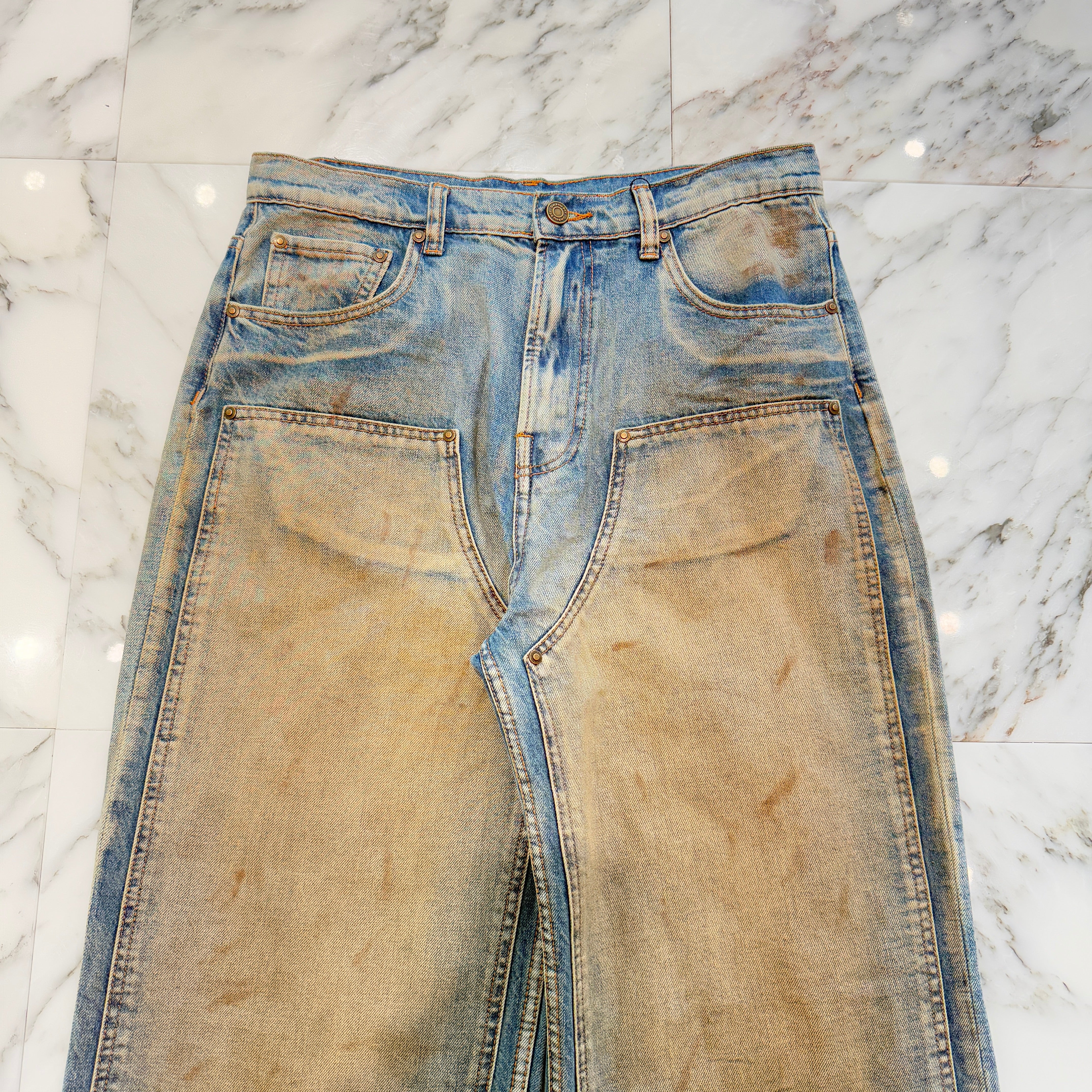 UMKOW Double Knee Loose Fit Jeans Size 30 アンノウ ダブルニー ルーズフィット ジーンズ サイズ 30