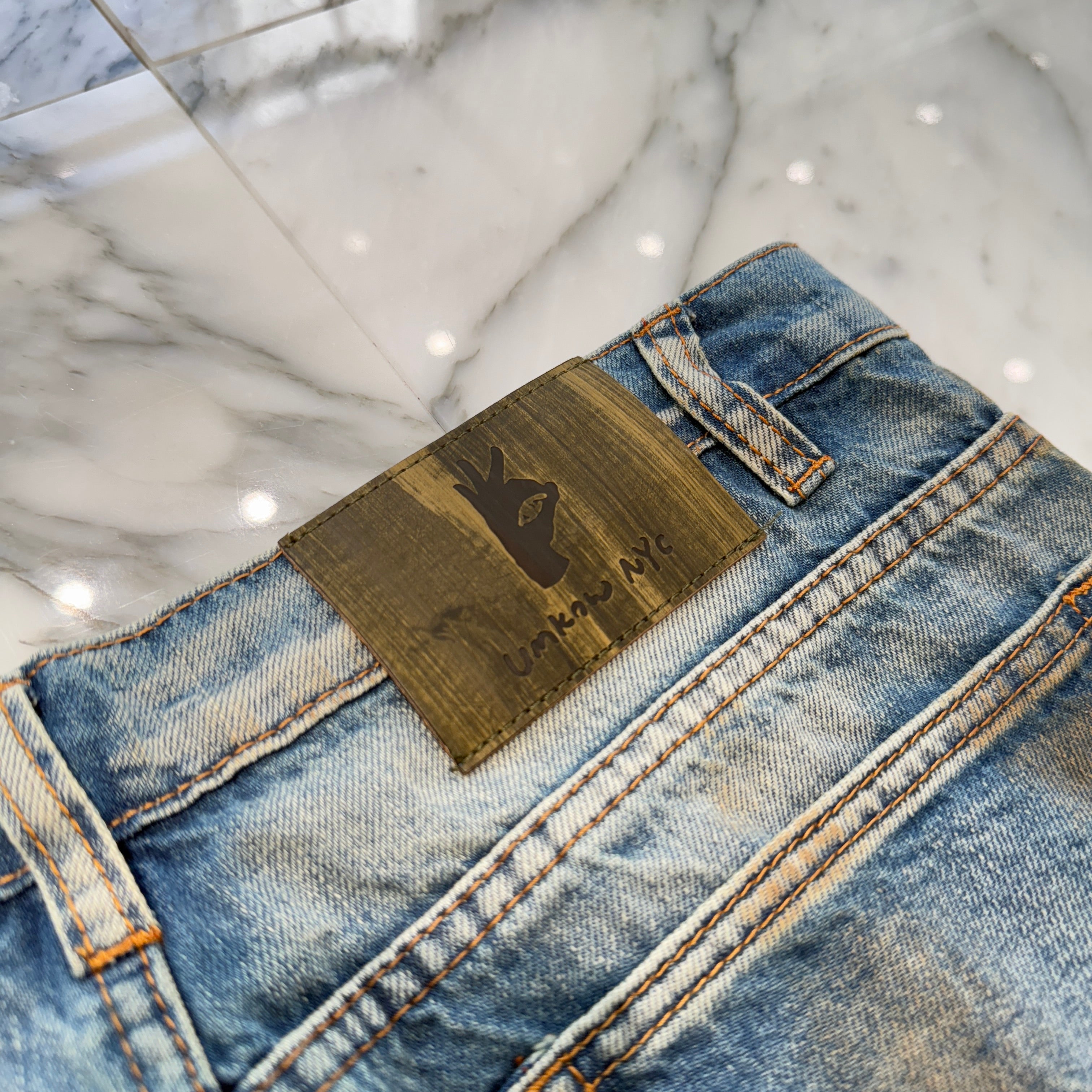 UMKOW Double Knee Loose Fit Jeans Size 30 アンノウ ダブルニー ルーズフィット ジーンズ サイズ 30