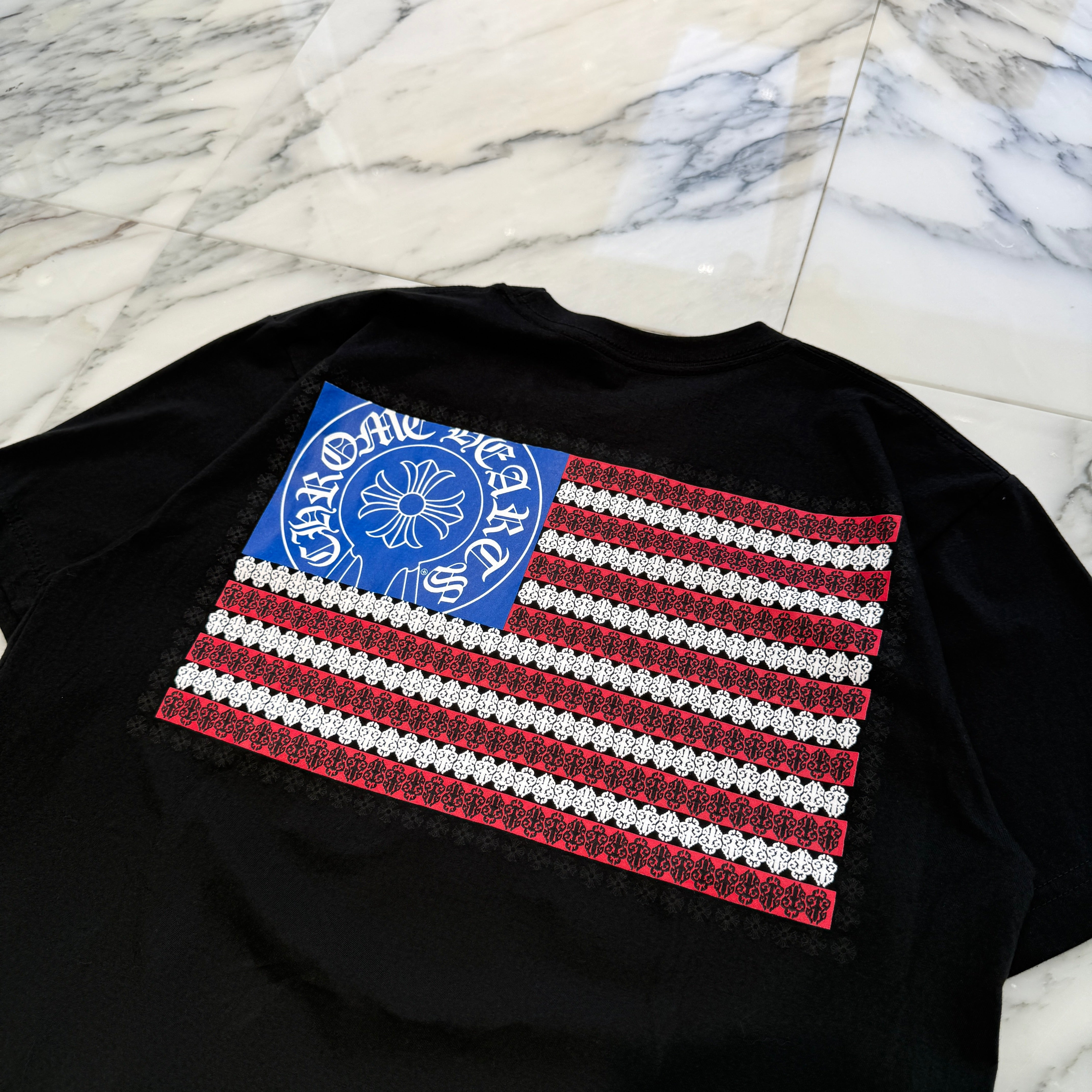 クロムハーツ Tシャツ XL 星条旗 ヴァインダガー ブラック アメリカ国旗 クロムハーツ Tシャツ XL 星条旗 ヴァインダガー ブラック アメリカ国旗