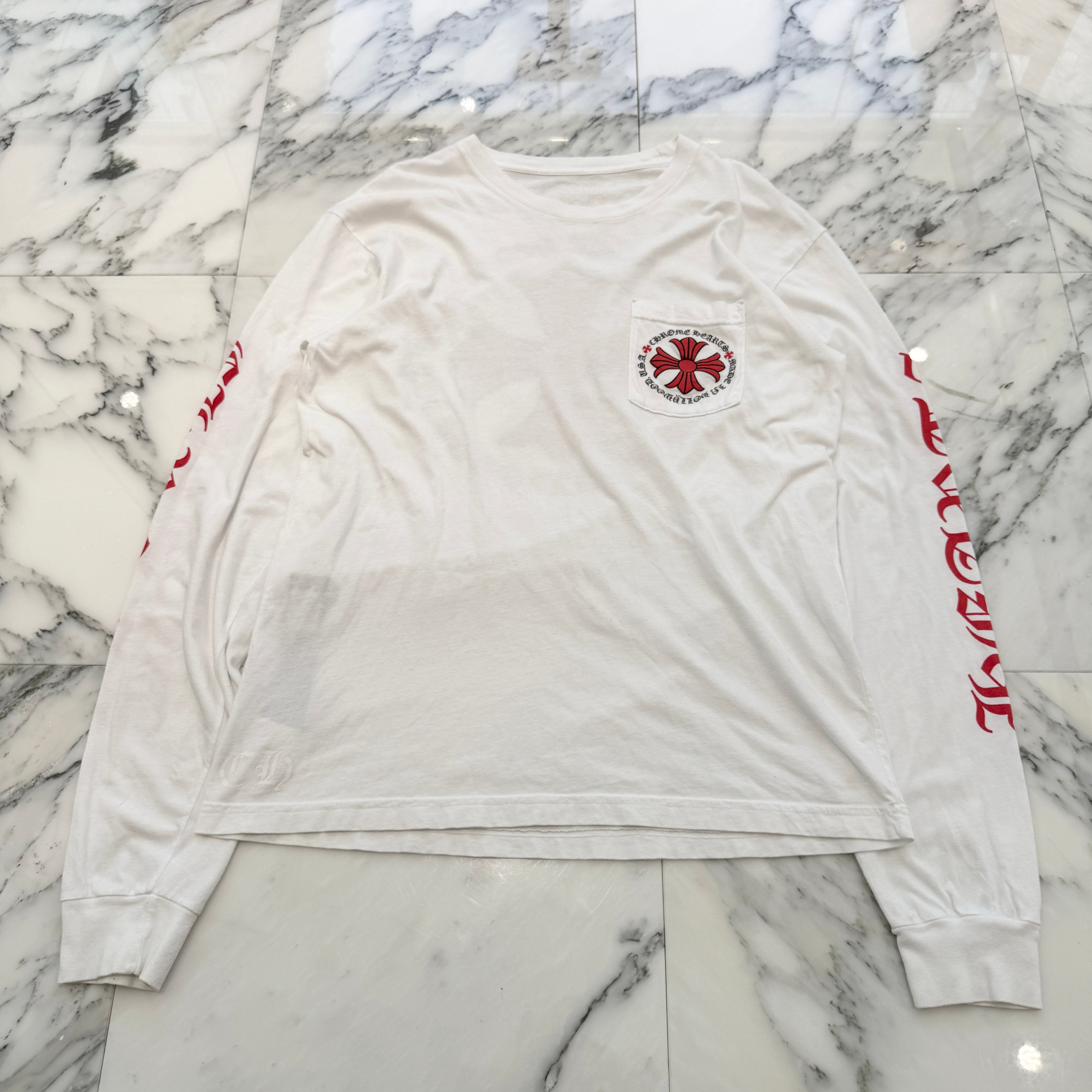 ◆CHROME HEARTS◆CH メイドインハリウッド LS Tシャツ CHROME HEARTS Made In Hollywood Red CH Plus Long Sleeve Tee