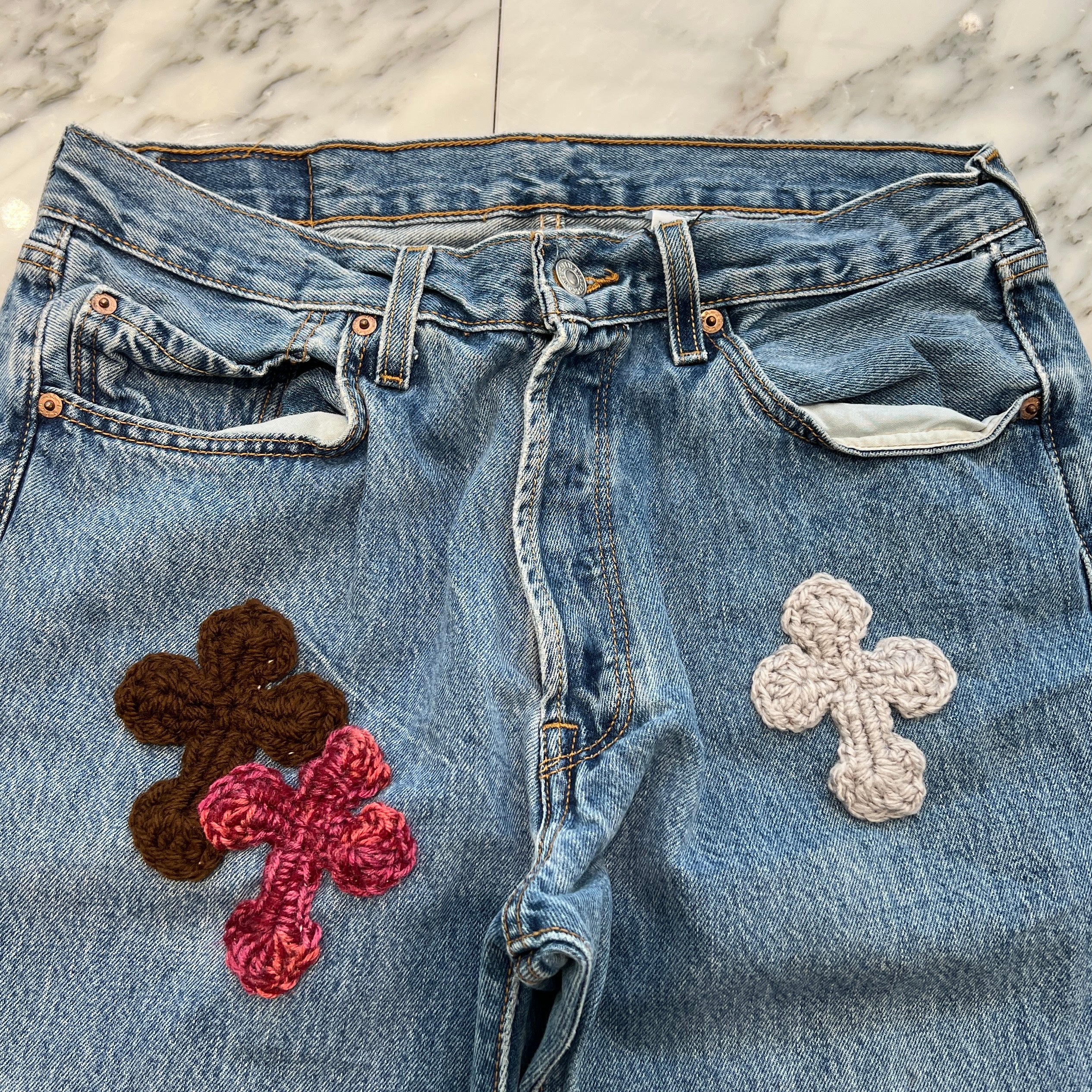 Y.A.R.N × Levi's 501 Body Knit Cross Denim Pants Size W34×L34 ヤーン×リーバイス 501 ボディ ニットクロス デニムパンツ サイズW34×L34