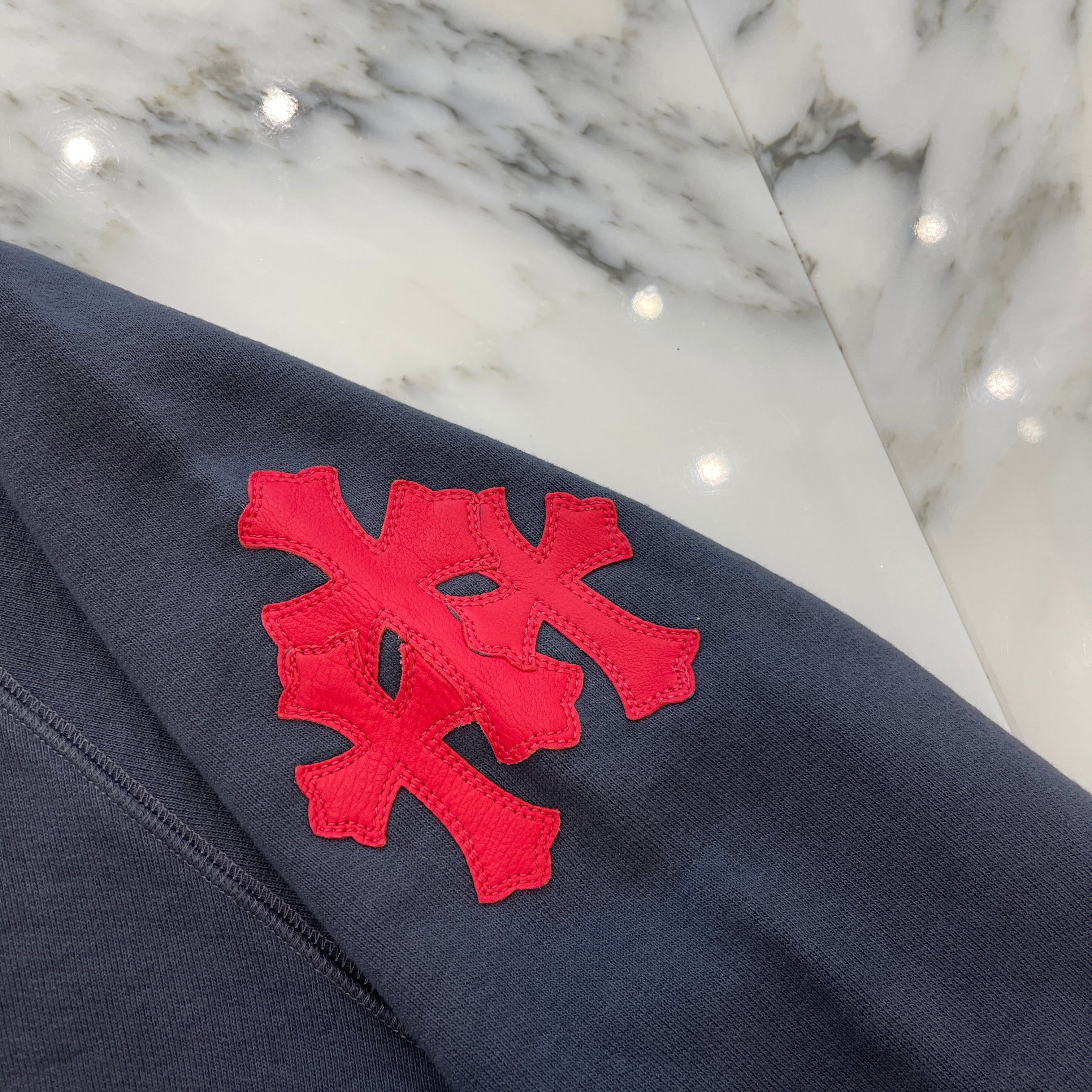 CHROME HEARTS Y NOT Triple Cross Leather Patch Sweat Shirt Size L クロムハーツ ワイノット トリプルクロス レザーパッチ スウェットシャツ サイズL