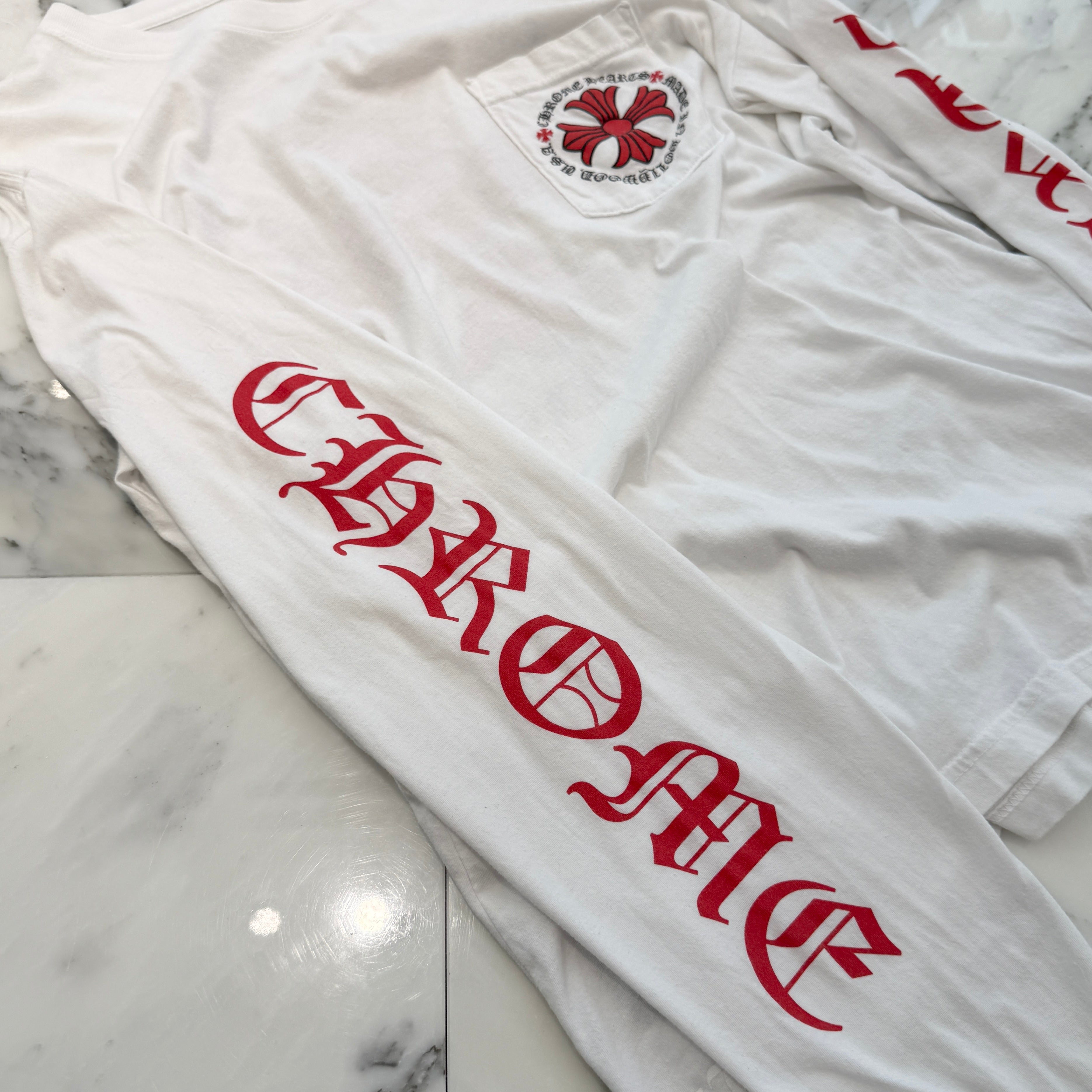 ◆CHROME HEARTS◆CH メイドインハリウッド LS Tシャツ CHROME HEARTS Made In Hollywood Red CH Plus Long Sleeve Tee