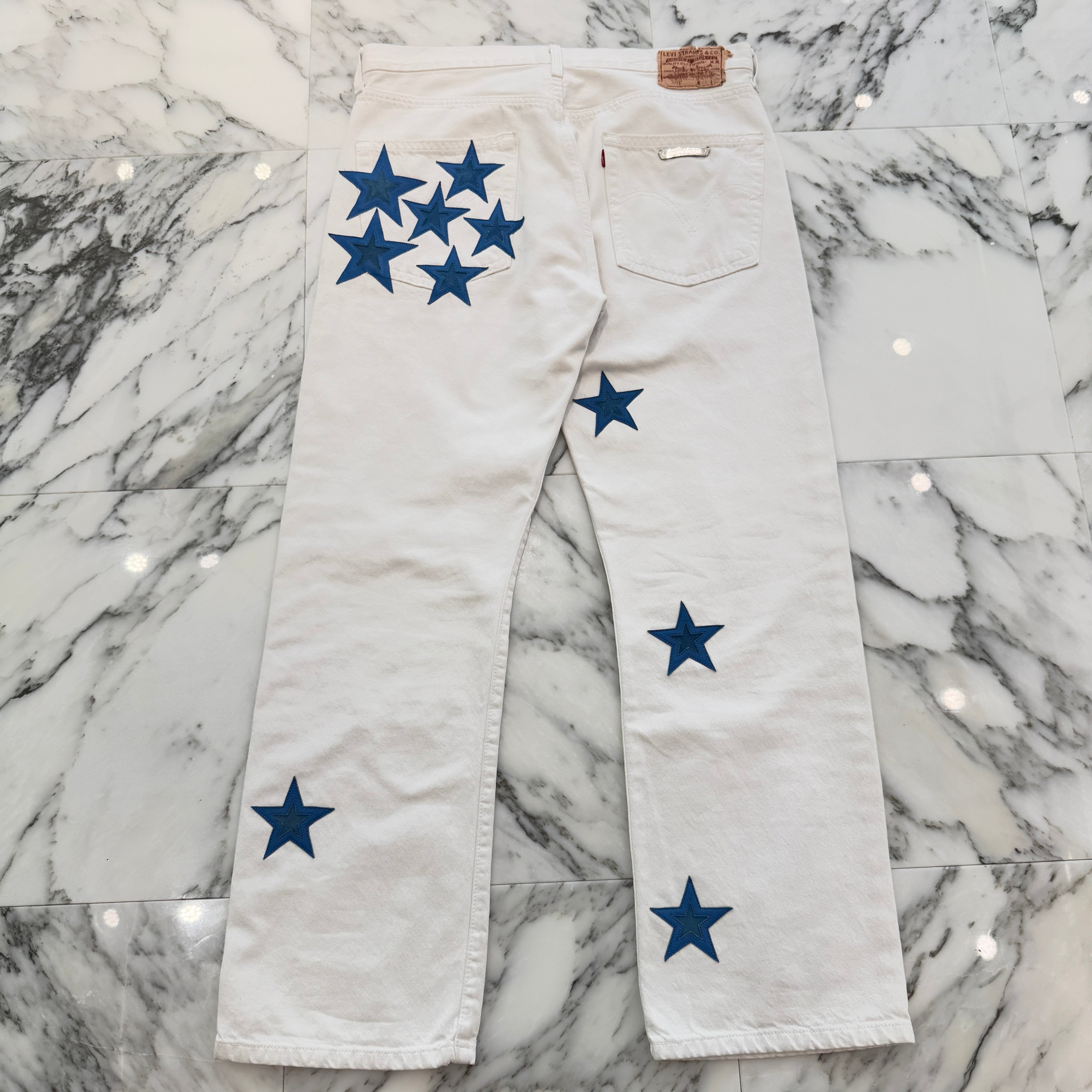 CHROME HEARTS × Levi's 501 VNTG Star Leather Patch Jeans Size 34 クロムハーツ × リーバイス 501 ヴィンテージ スターレザーパッチ デニムパンツ サイズ34