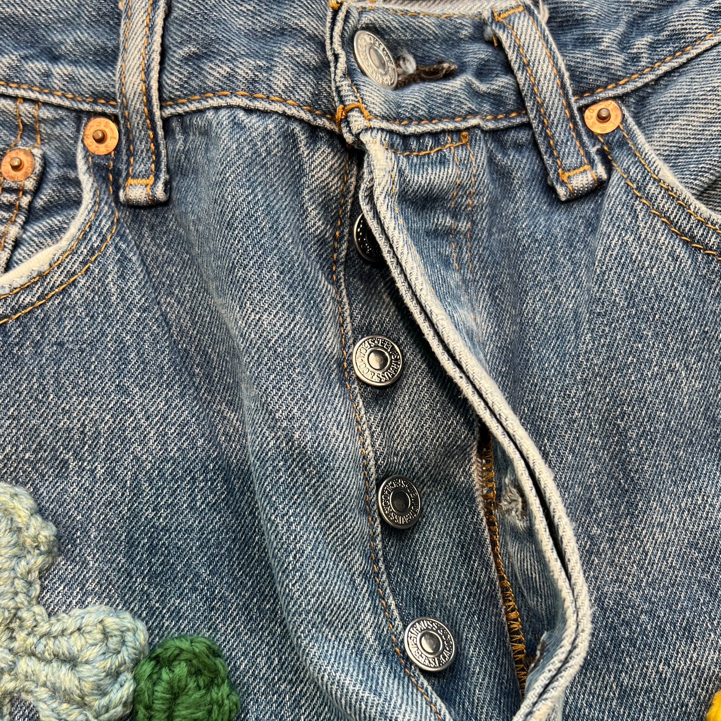 Y.A.R.N × Levi's 501 Body Knit Cross Denim Pants Size W33×L34 ヤーン×リーバイス 501 ボディ ニットクロス デニムパンツ サイズW33×L3