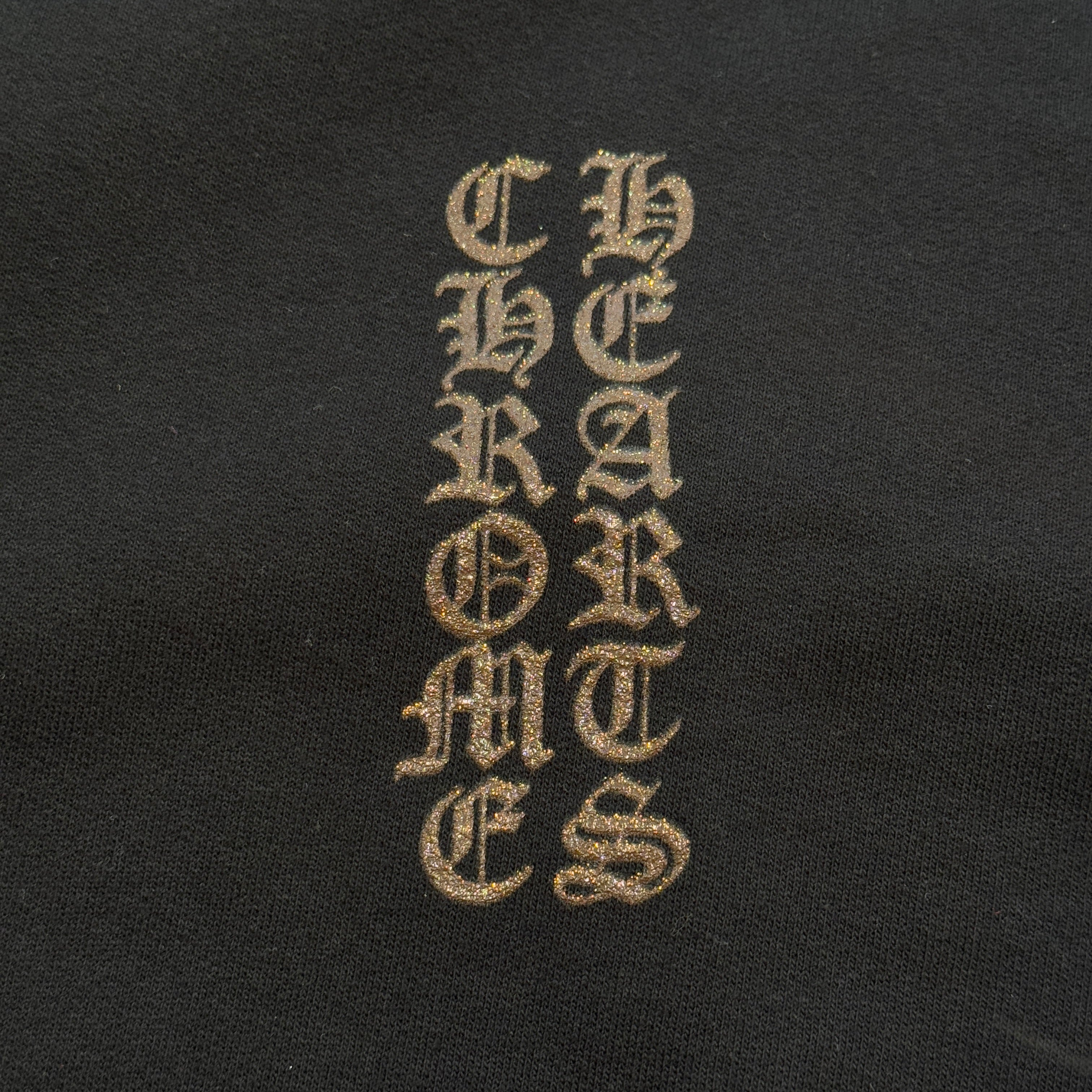 CHROME HEARTS 1988 Vertical Logo Glitter Zip Up Hoodie Size