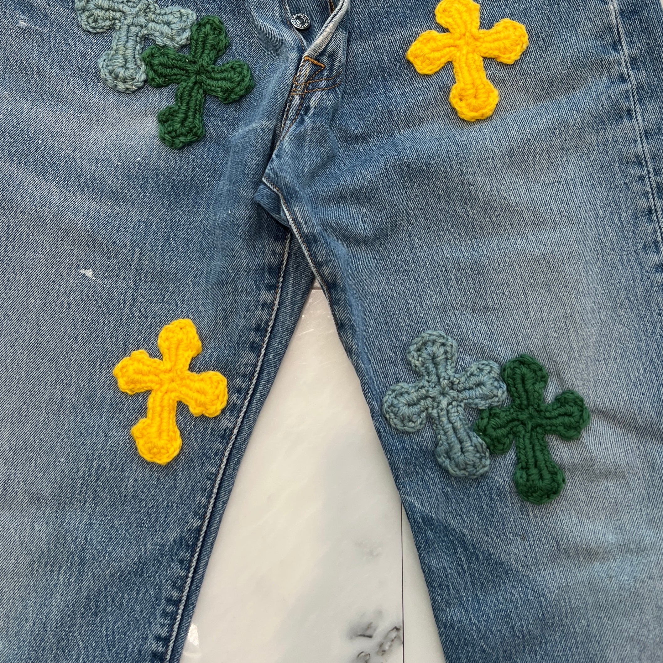 Y.A.R.N × Levi's 501 Body Knit Cross Denim Pants Size W33×L34 ヤーン×リーバイス 501 ボディ ニットクロス デニムパンツ サイズW33×L3