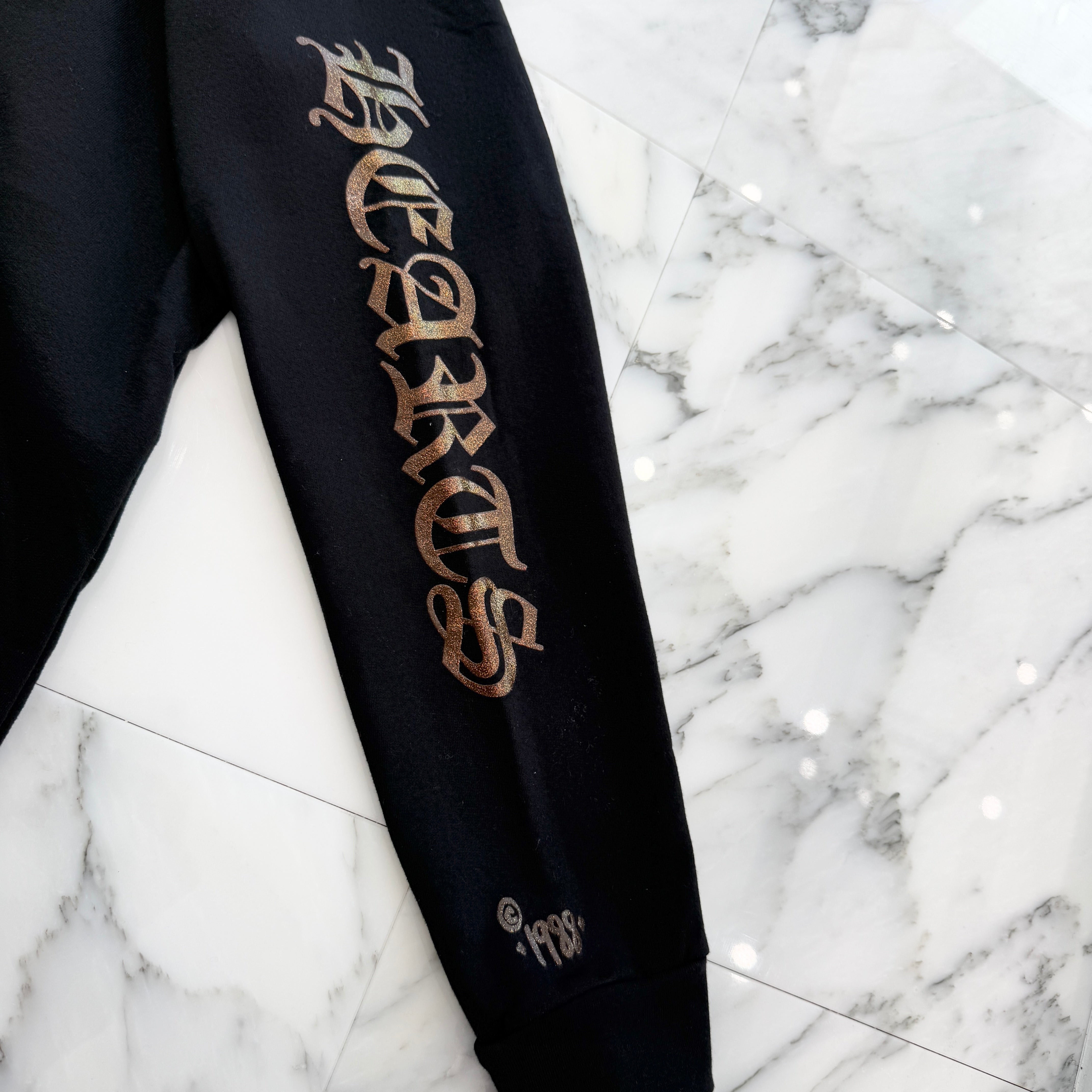 CHROME HEARTS 1988 Vertical Logo Glitter Zip Up Hoodie Size L クロムハーツ 1988 ヴァーティカルロゴ グリッタージップアップフーディ サイズL