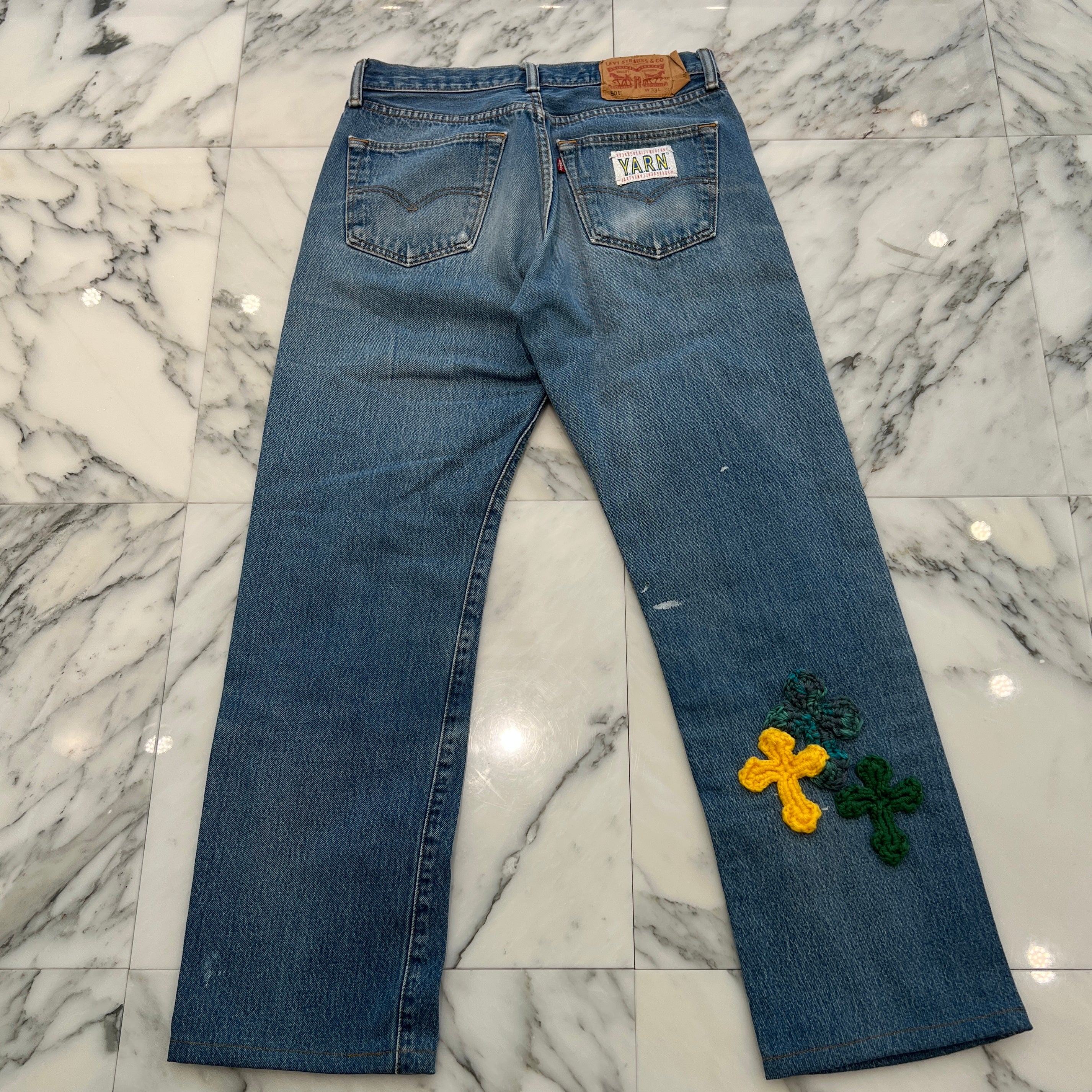 Y.A.R.N × Levi's 501 Body Knit Cross Denim Pants Size W33×L34 ヤーン×リーバイス 501 ボディ ニットクロス デニムパンツ サイズW33×L3