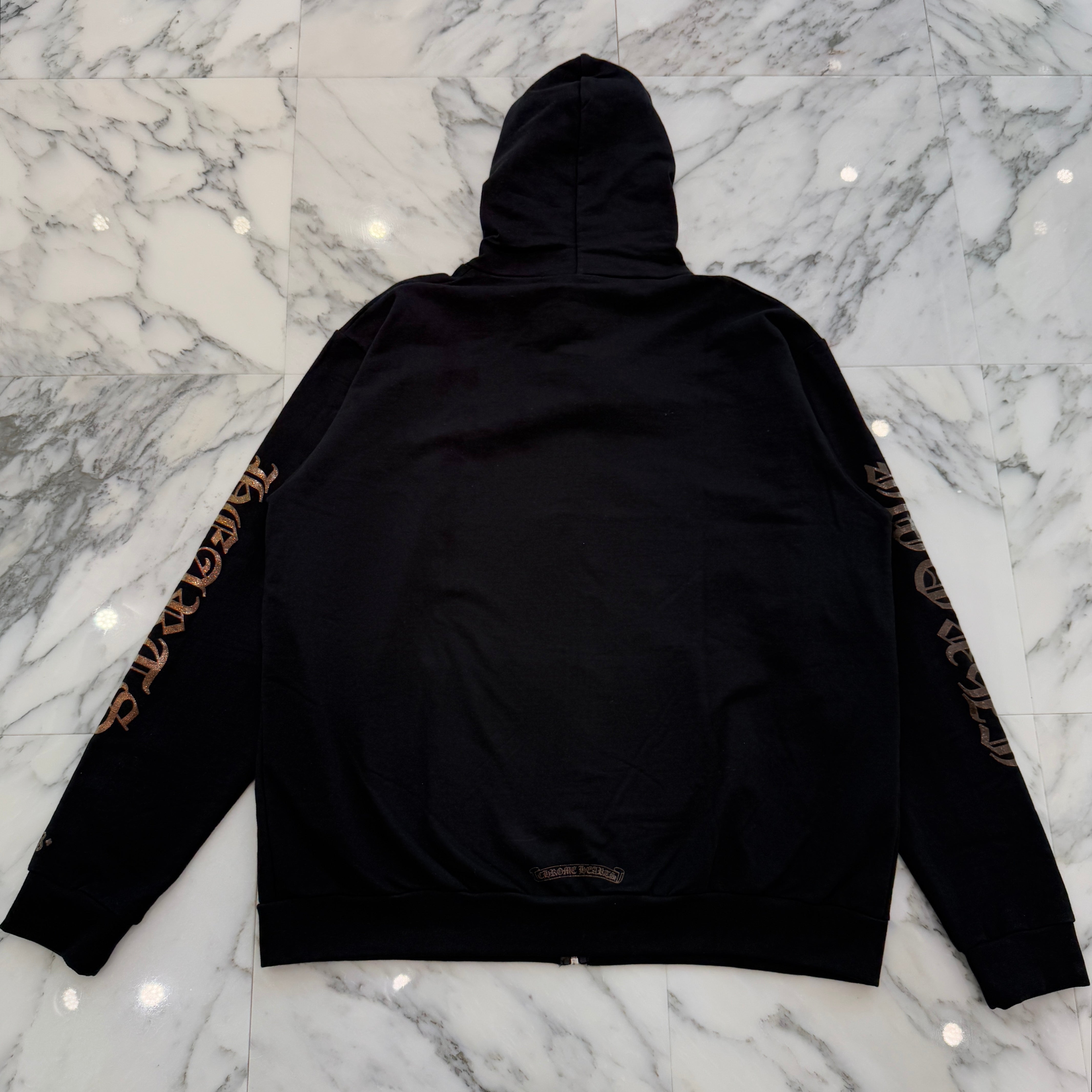 CHROME HEARTS 1988 Vertical Logo Glitter Zip Up Hoodie Size L クロムハーツ 1988 ヴァーティカルロゴ グリッタージップアップフーディ サイズL