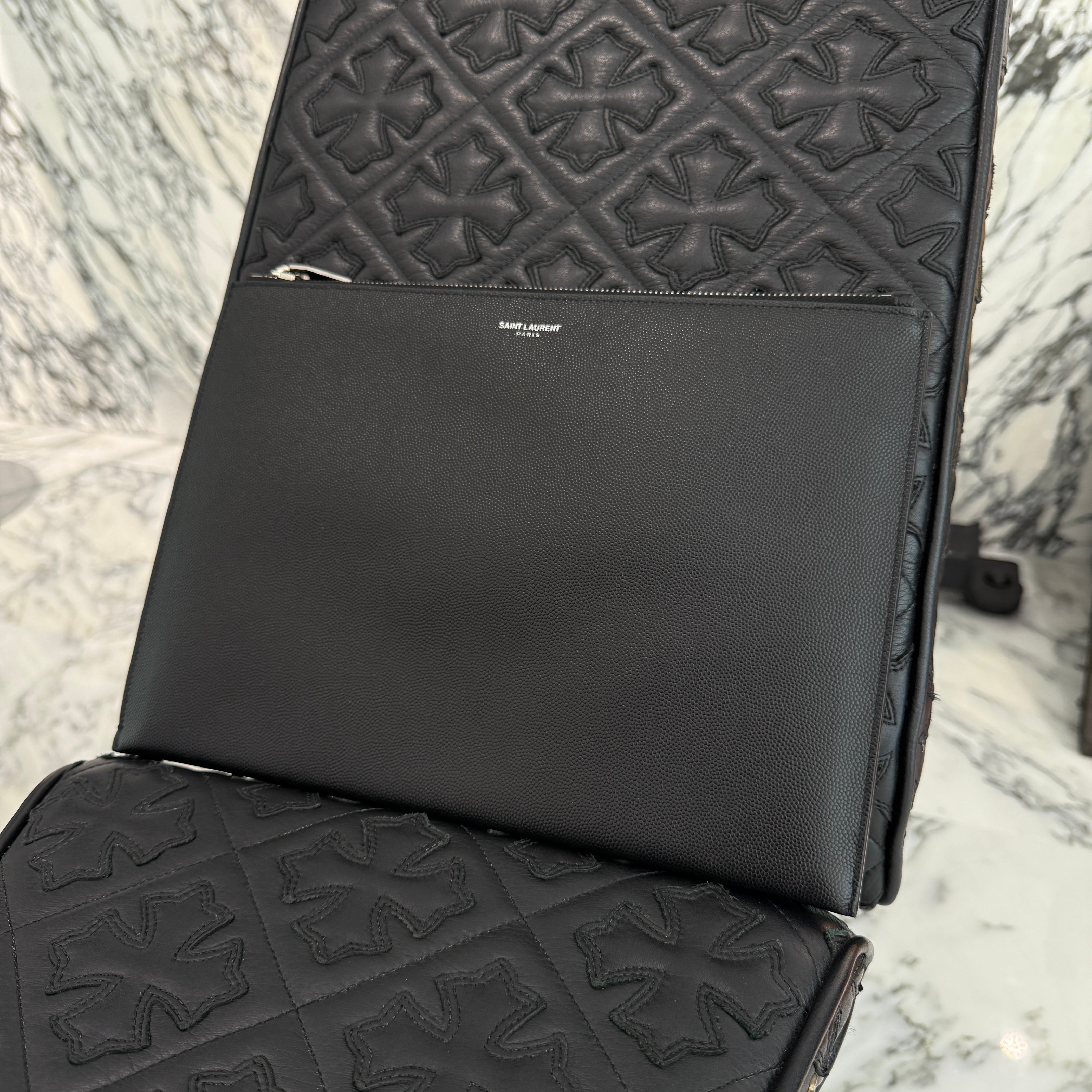 SAINT LAURENT PARIS Zip Leather Clutch Bag 3759500418 サンローランパリ ジップ レザー クラッチバッグ