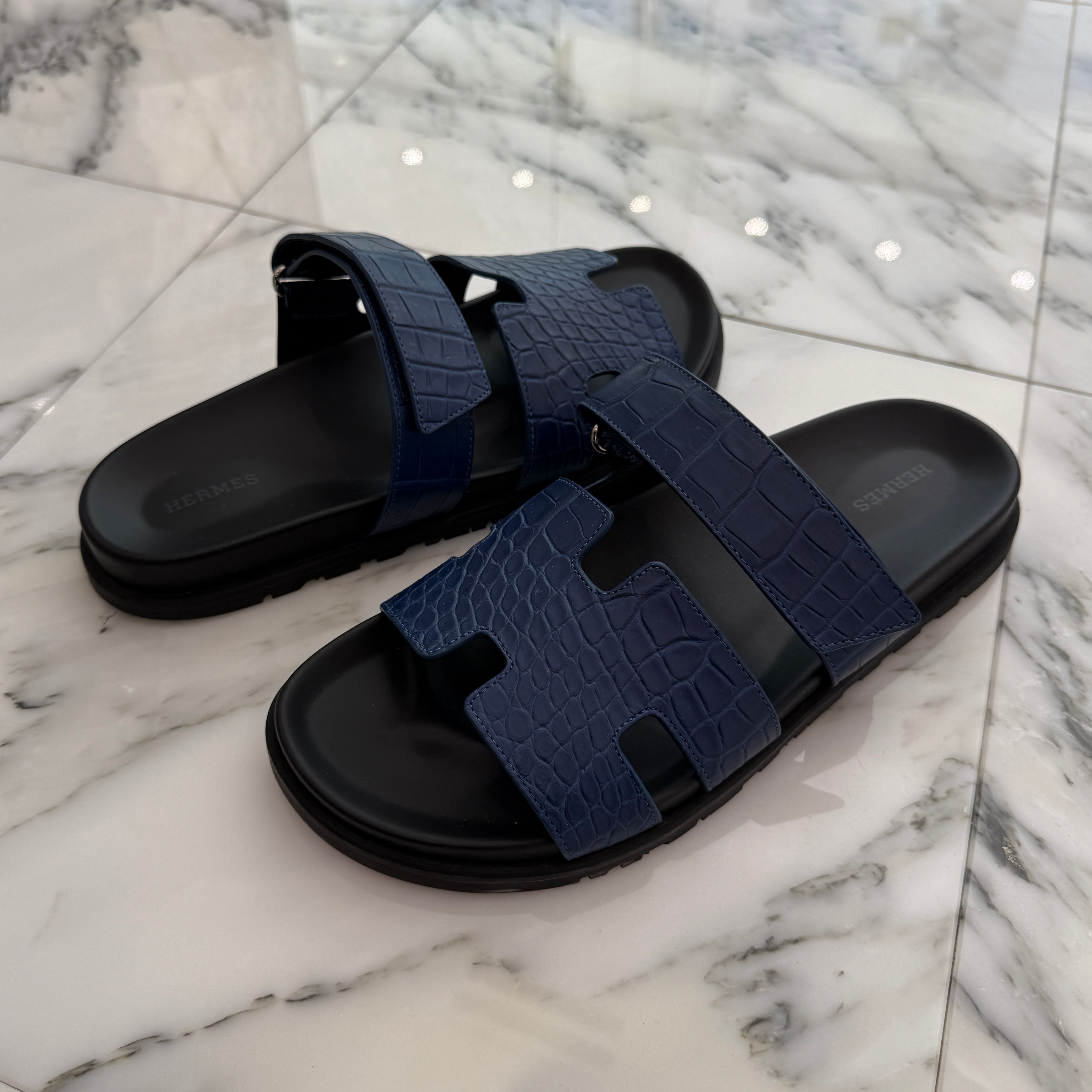 HERMES Alligator Leather Sandales 