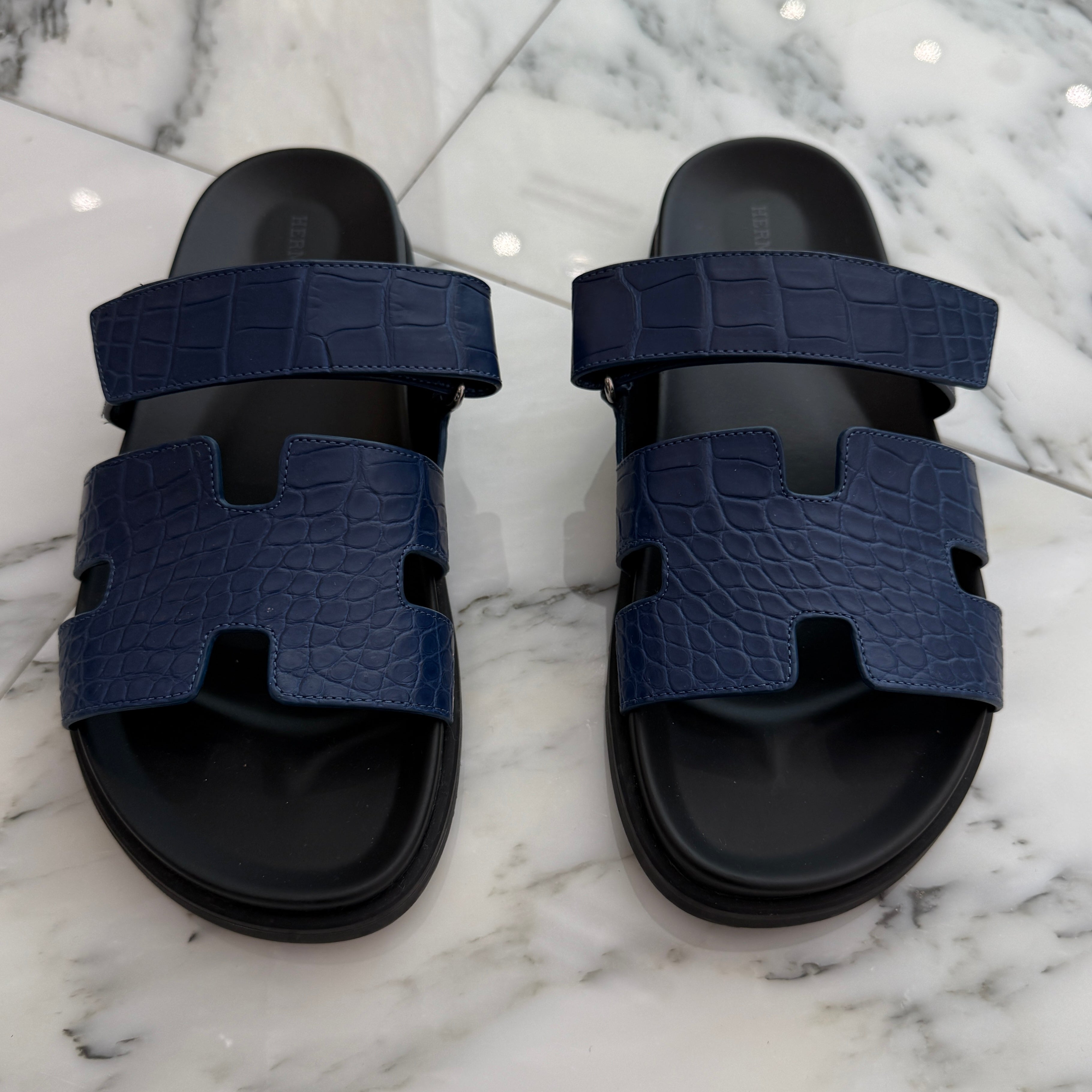 HERMES Alligator Leather Sandales "Femme Chypre" R刻印 Size 43 エルメス アリゲーターレザー サンダル "シプレ" サイズ43