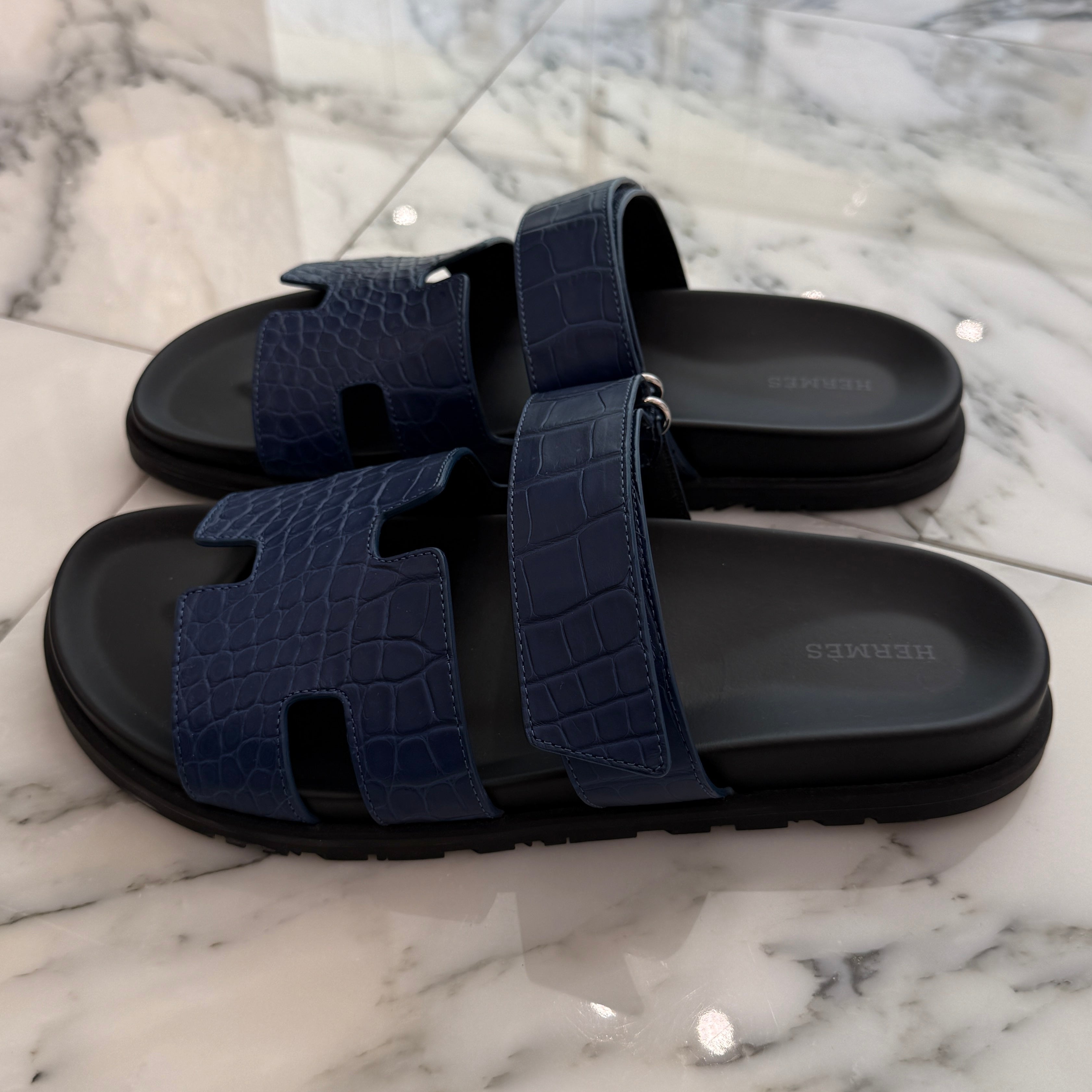 HERMES Alligator Leather Sandales "Femme Chypre" R刻印 Size 43 エルメス アリゲーターレザー サンダル "シプレ" サイズ43