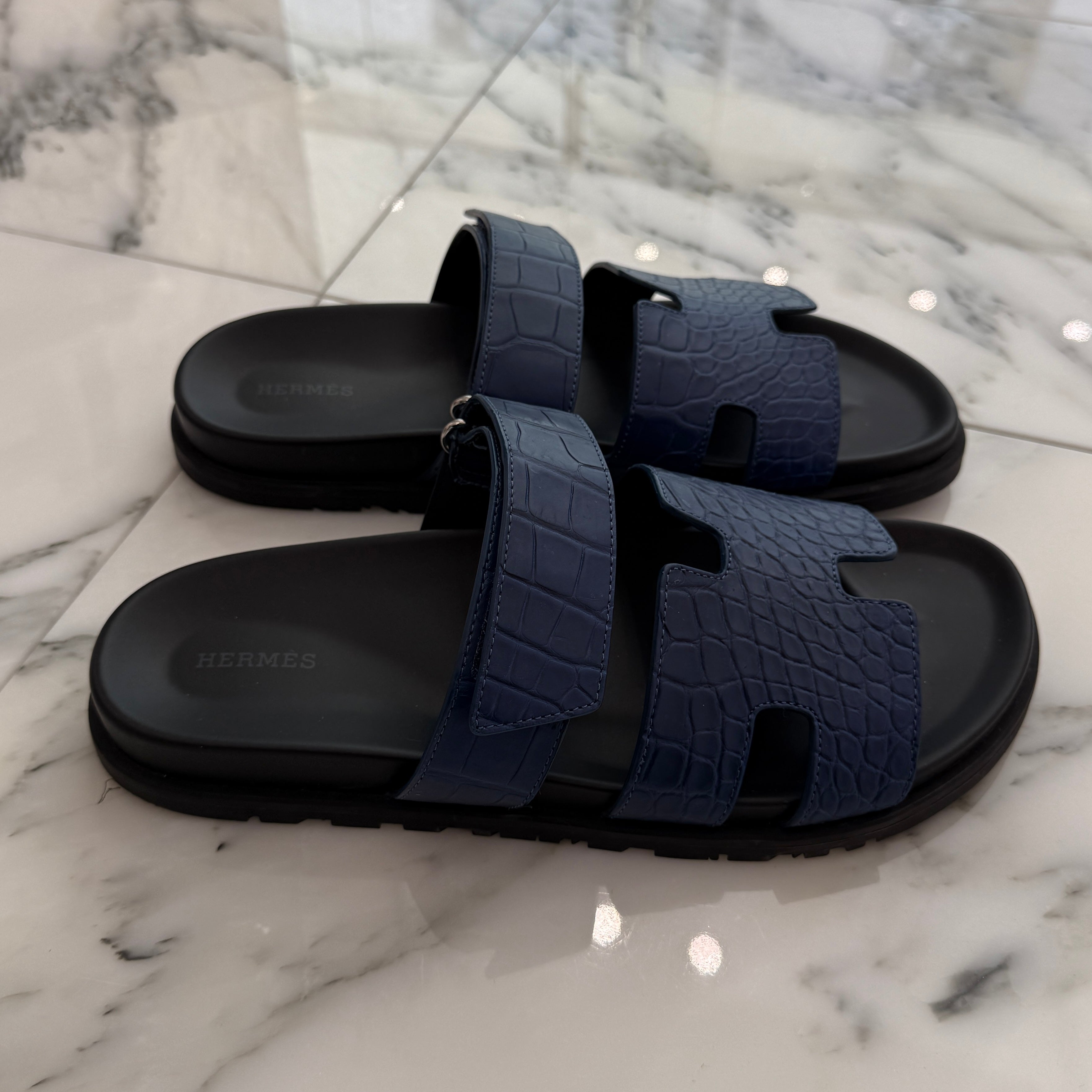 HERMES Alligator Leather Sandales 