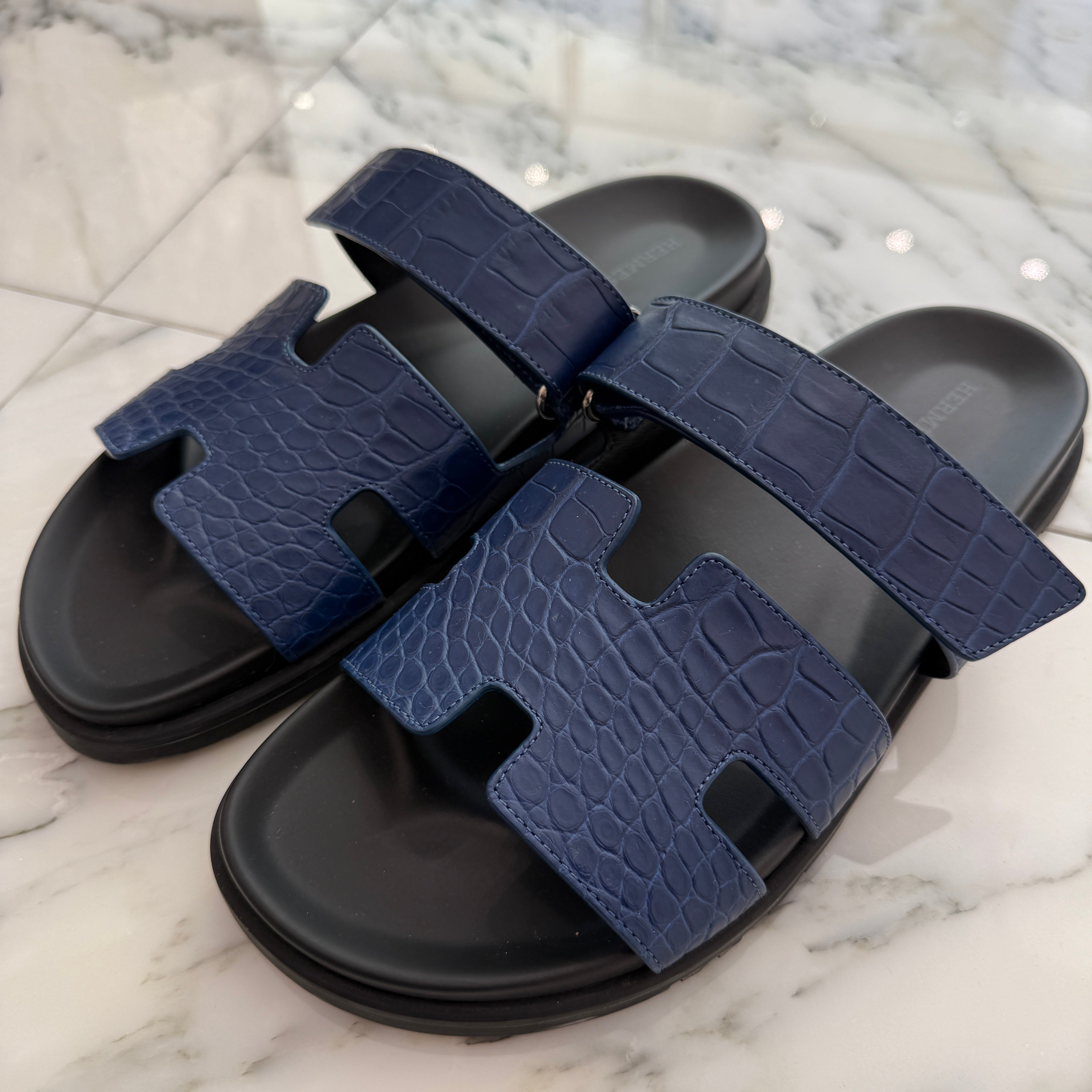 HERMES Alligator Leather Sandales "Femme Chypre" R刻印 Size 43 エルメス アリゲーターレザー サンダル "シプレ" サイズ43