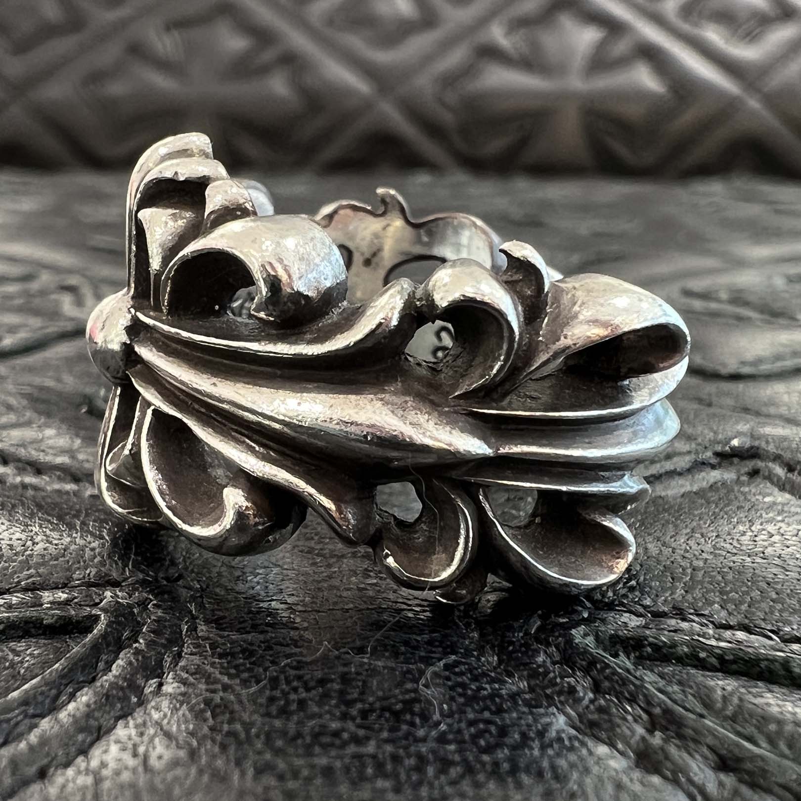 CHROME HEARTS (クロムハーツ) FLRL CRS after 1D クロムハーツフローラルクロスIDブレスレットファンシーチェーン