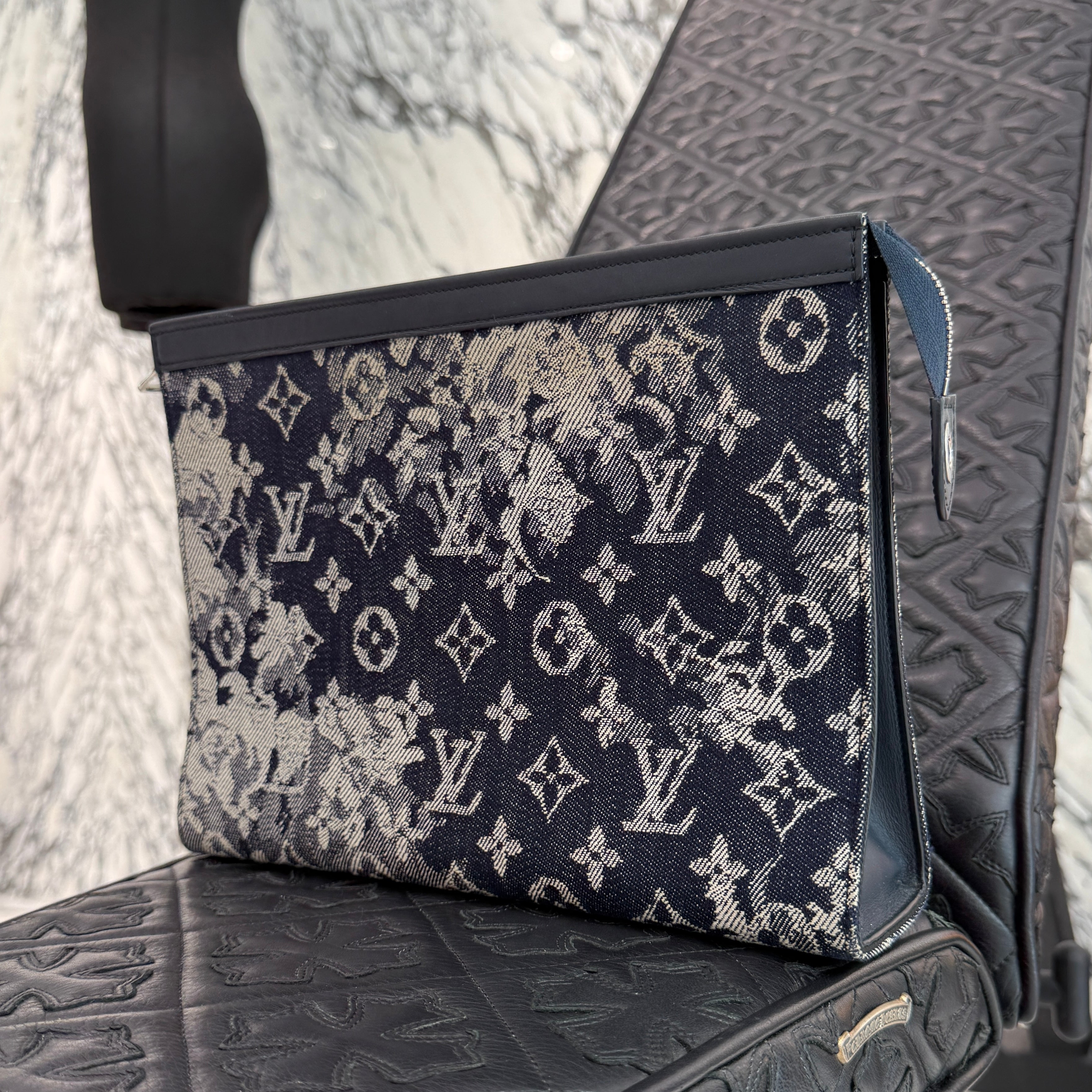 LOUIS VUITTON 2021SS Monogram Tapestry Pochette Voyage Clutch Bag MM M80034 ルイヴィトン モノグラム タペストリー ポシェット ヴォヤージュ クラッチバッグ MM