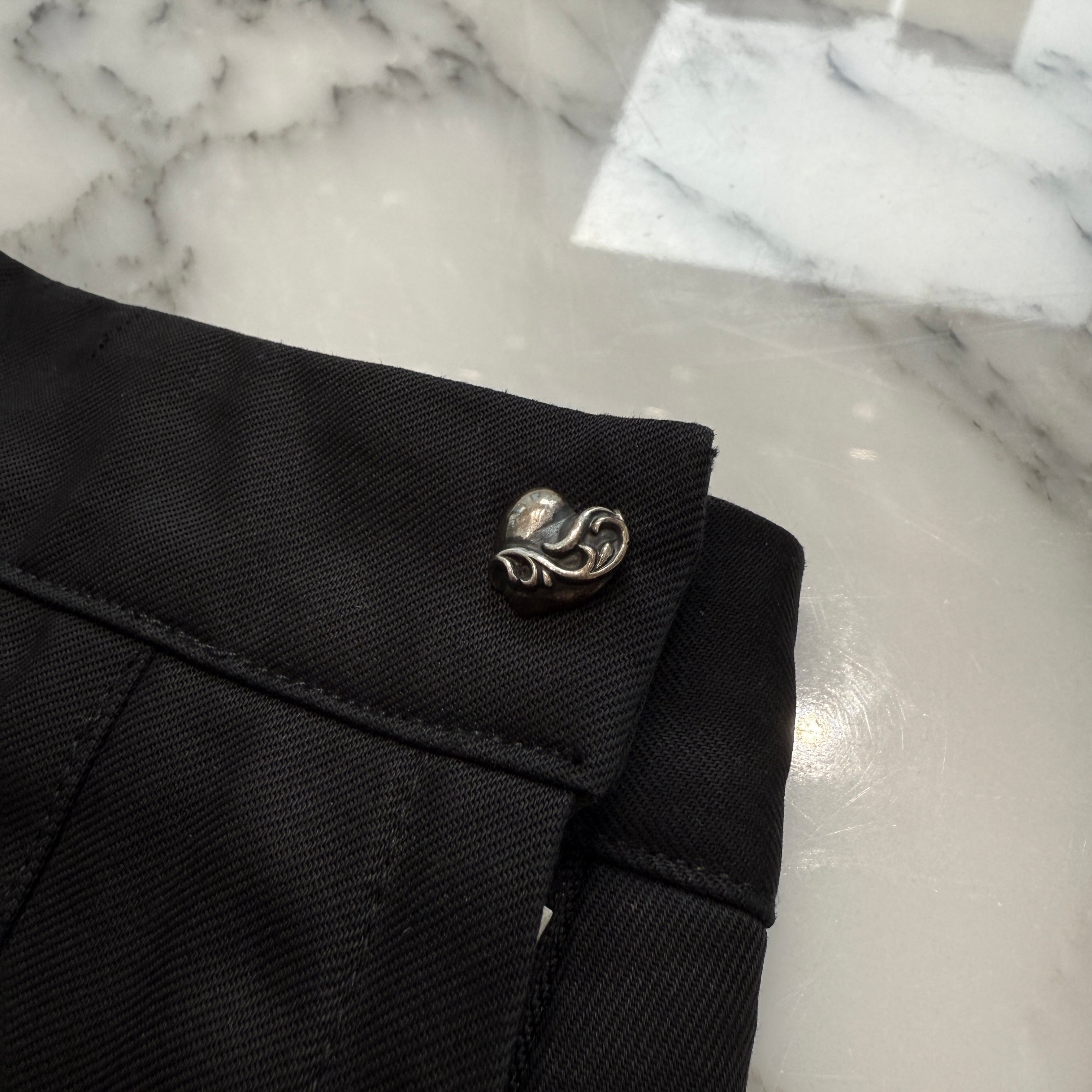 CHROME HEARTS YNOT Viny Heart Button Cotton Skirt Size 27 クロムハーツ ワイノット ヴィニーハートボタン コットンスカート サイズ27