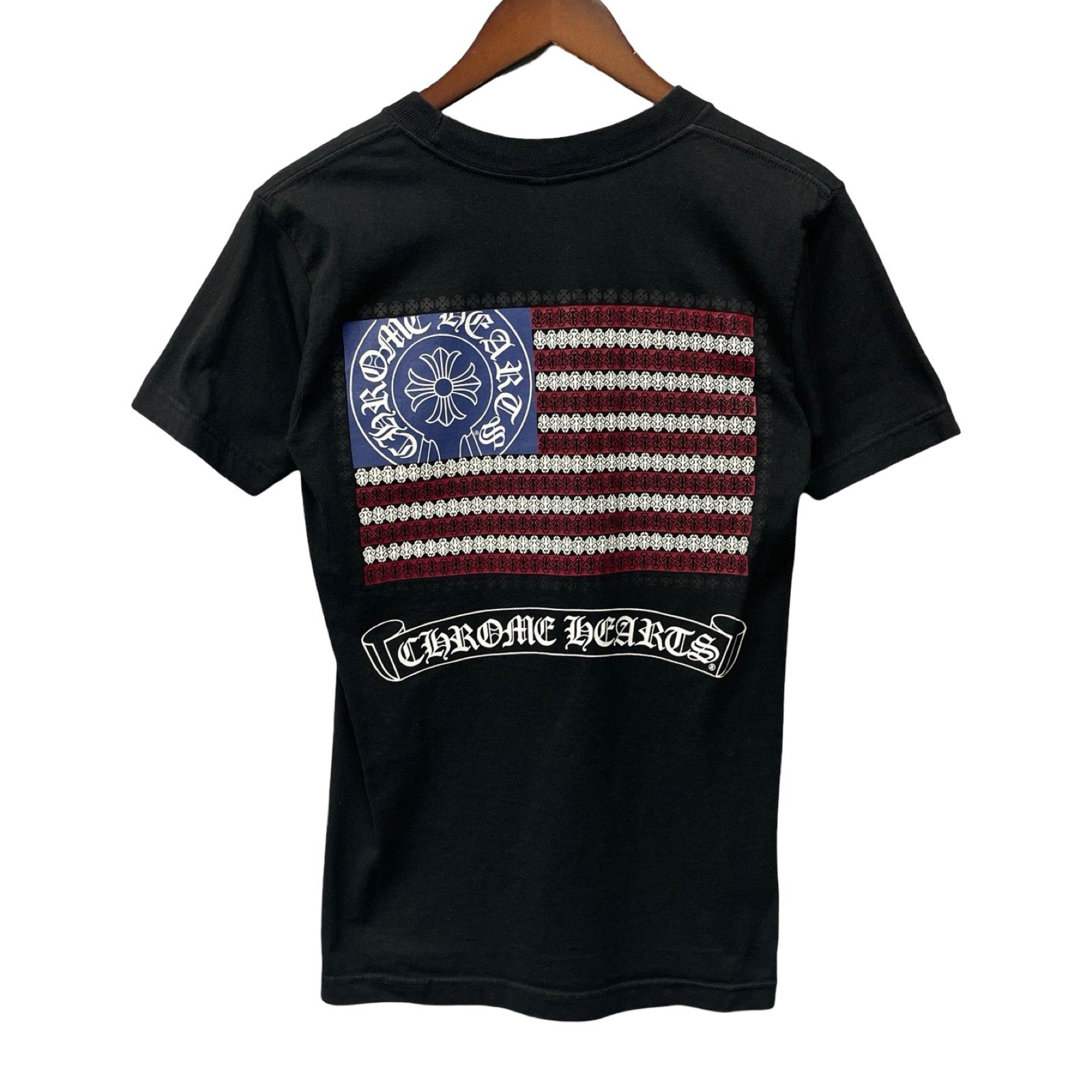 CHROME HEARTS American Flag Scroll Logo Tee Size S