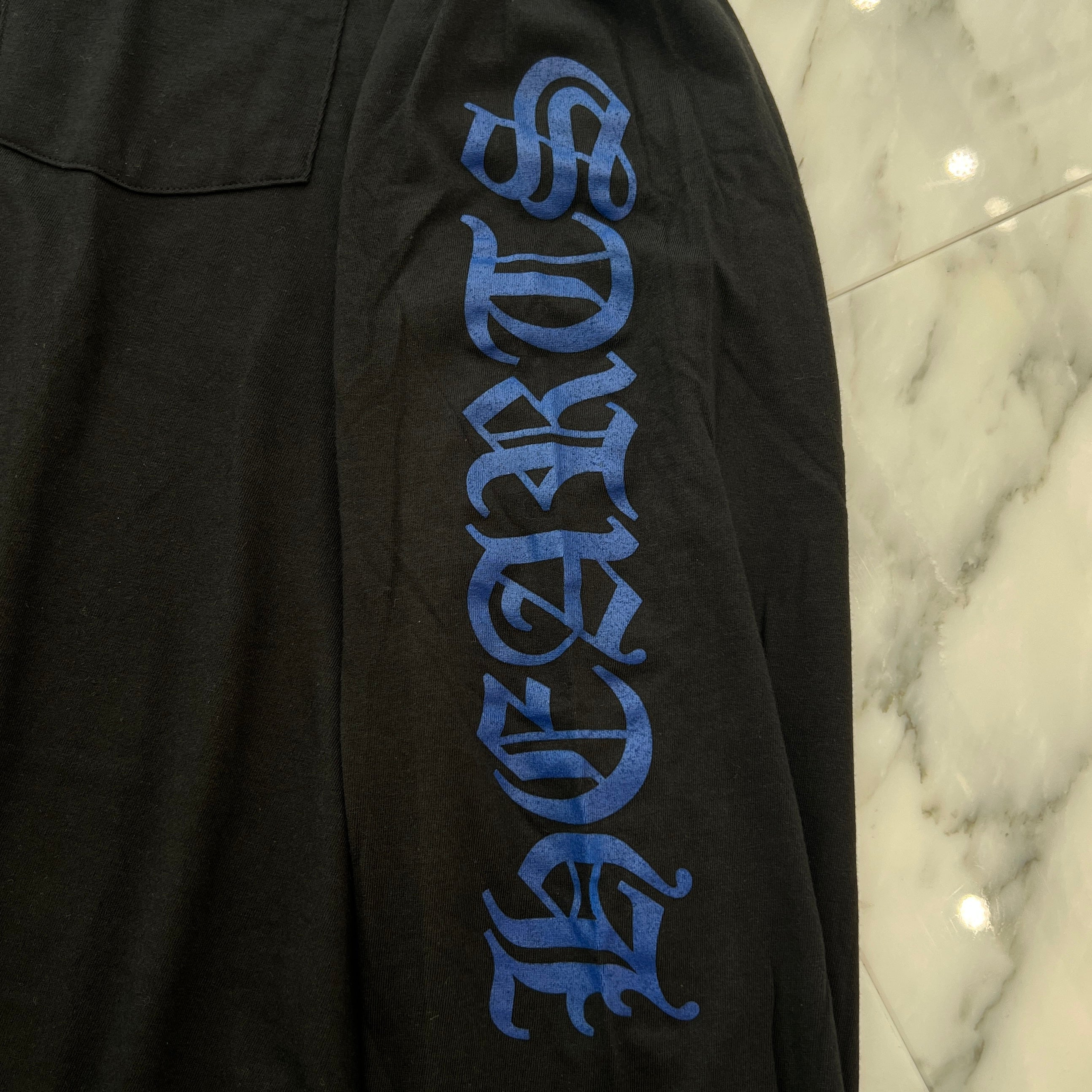 CHROME HEARTS 2025SS Old English Neck Logo Neon Blue Long Sleeve Tee Size XL クロムハーツ オールドイングリッシュ ネックロゴ ネオンブルー ロングスリーブ Tシャツ サイズXL