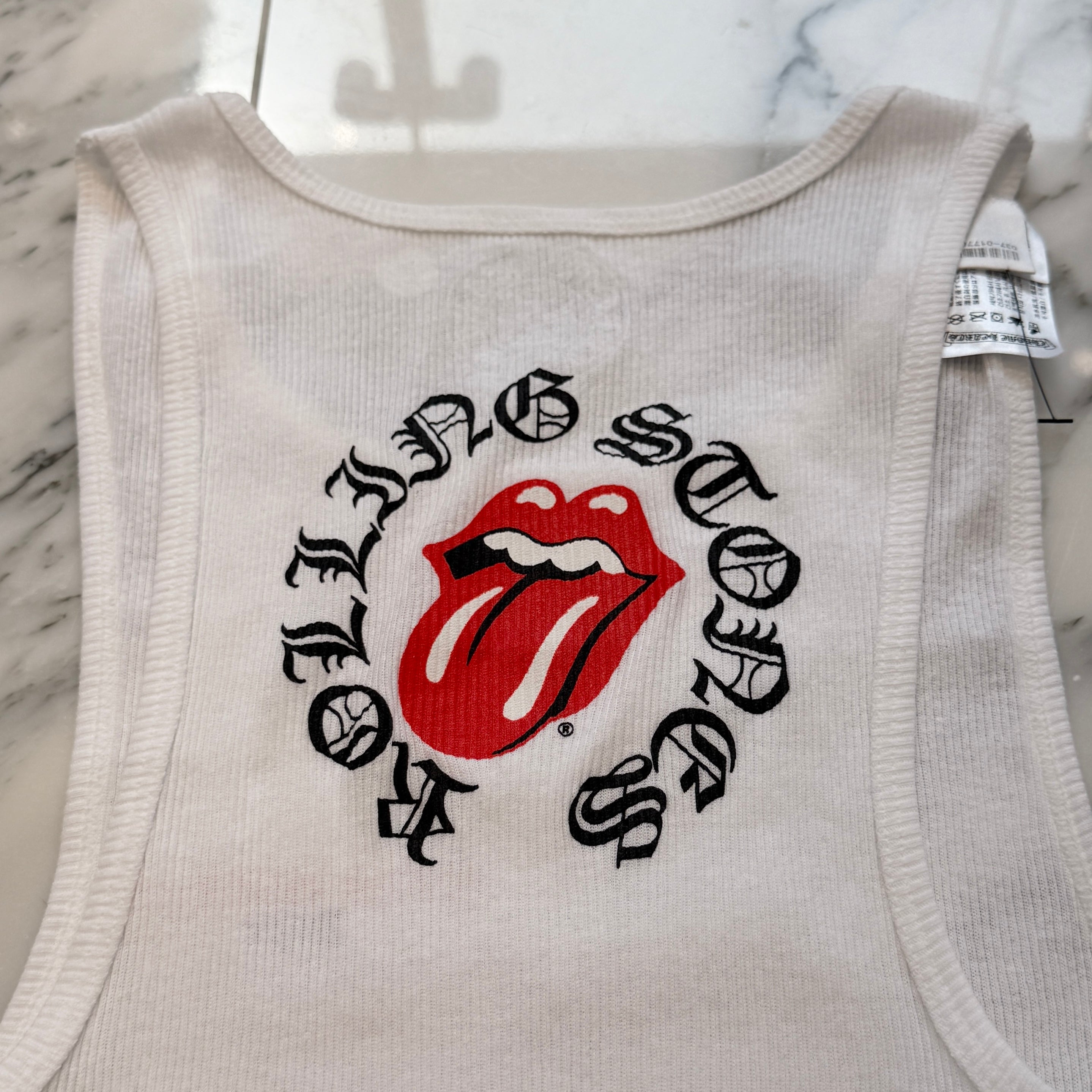 CHROME HEARTS × The Rolling Stones Rip & Tan Horseshoe Tank Top
